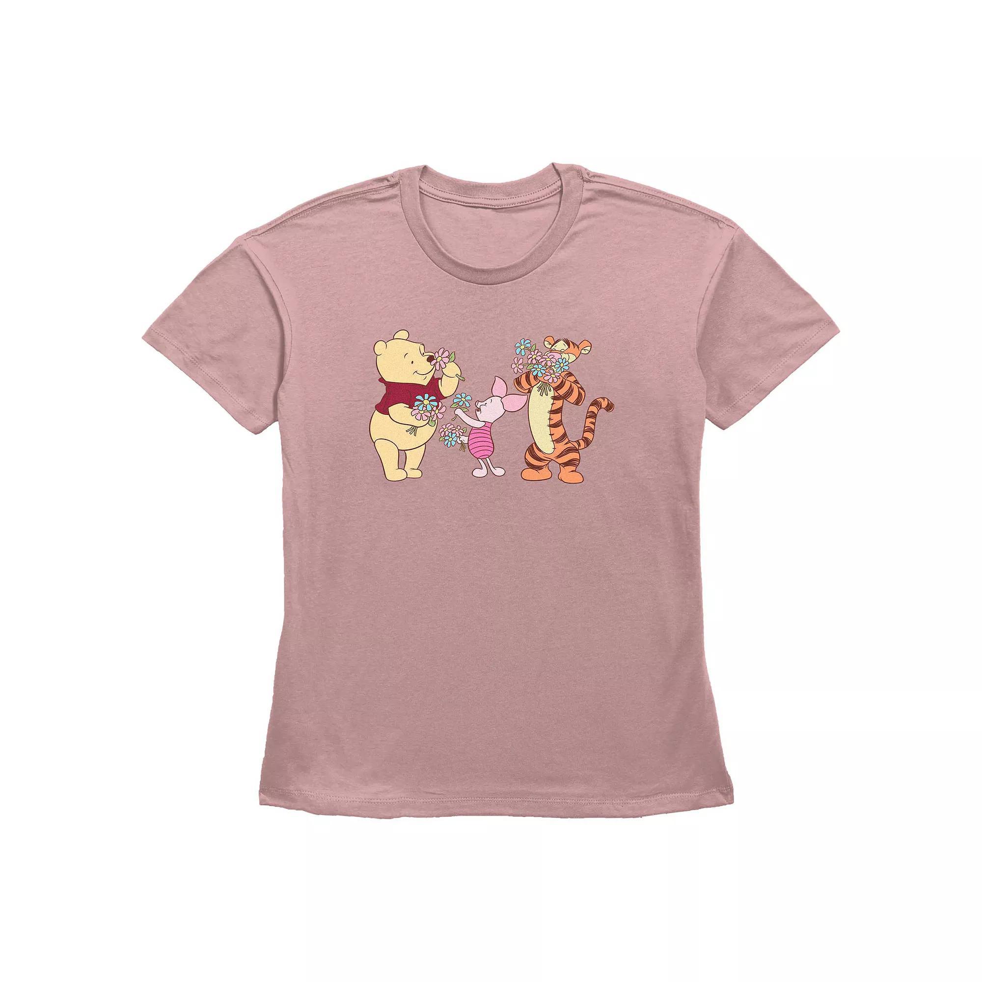 Disney's Winnie The Pooh And Friends Flower Time Women's Graphic Tee, Size: Medium, Desert Pink Product Image