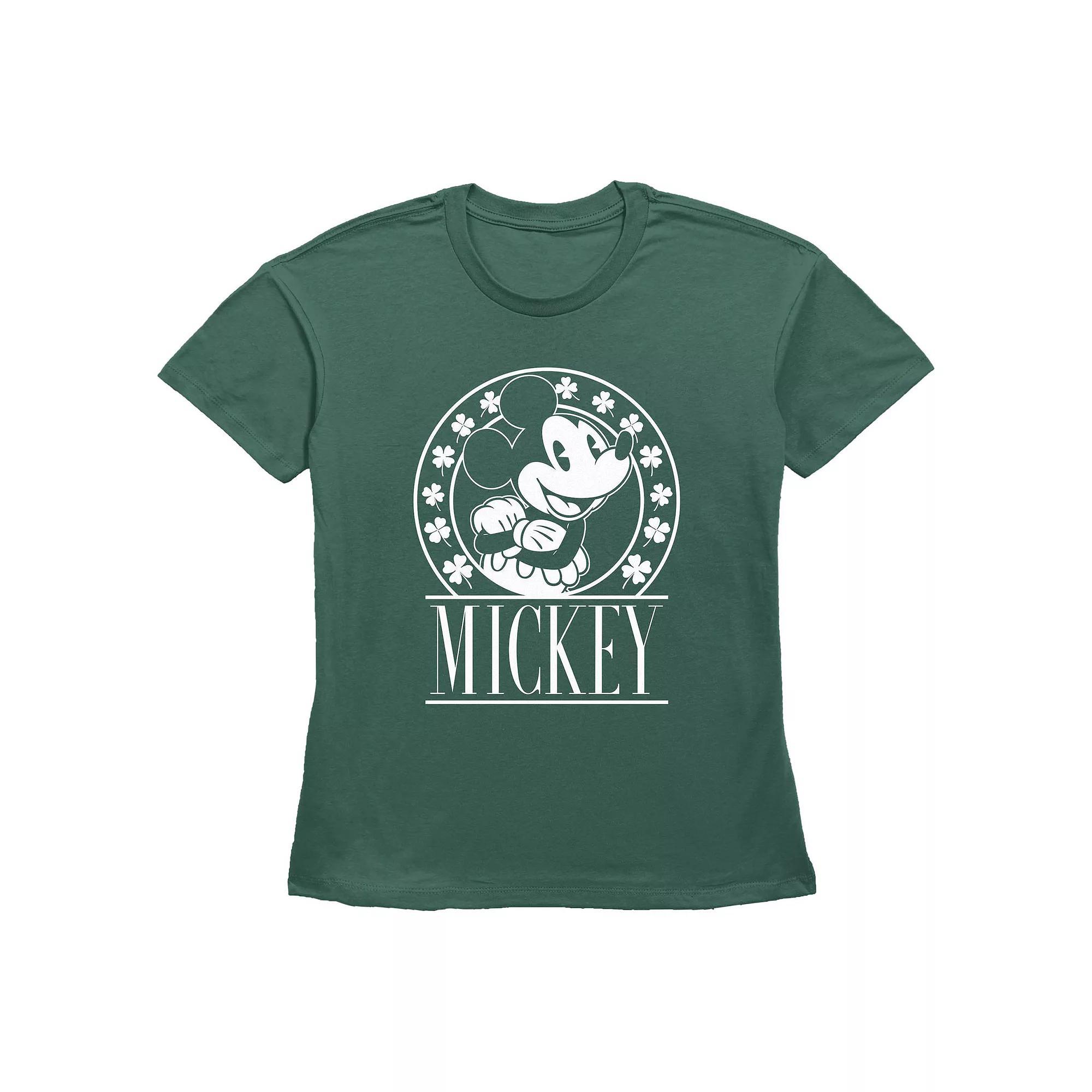 Disney's Mickey Mouse Lucky Stamp Women's Graphic Tee, Size: XXL, Green Product Image