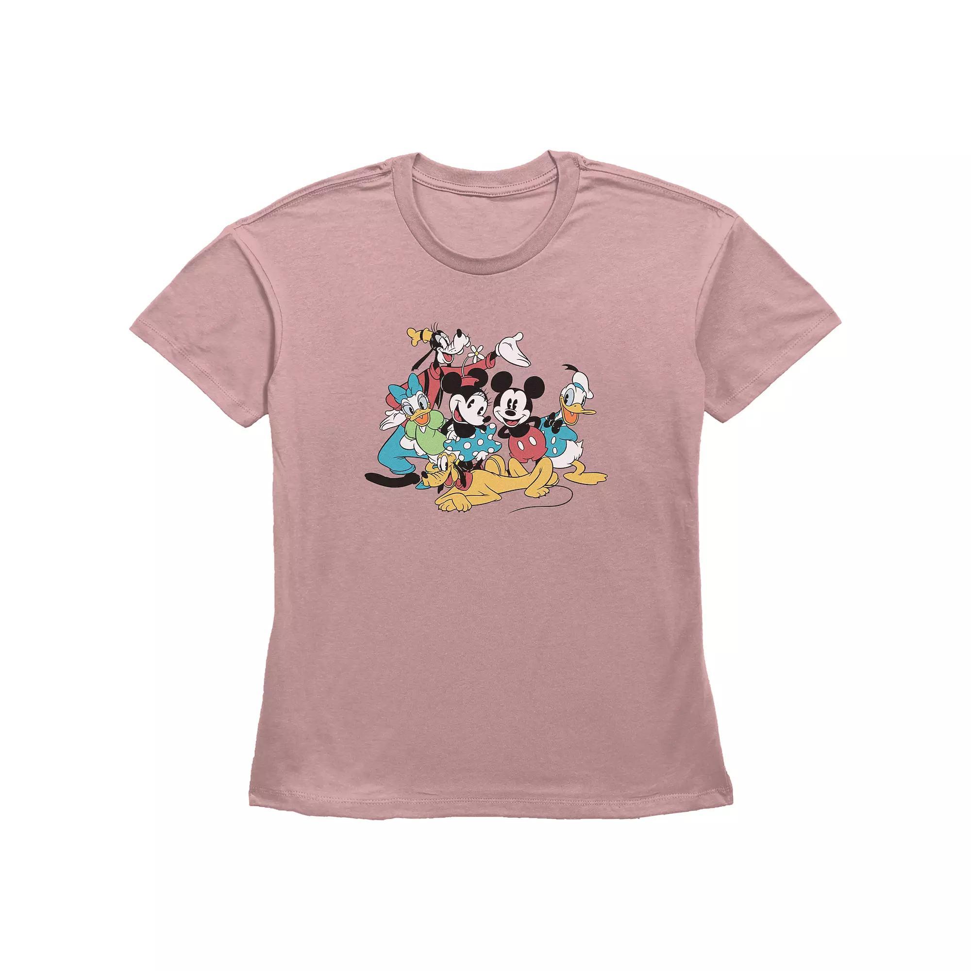 Disney's Mickey Mouse And Friends Vintage Group Portrait Women's Graphic Tee, Size: XXL, Desert Pink Product Image