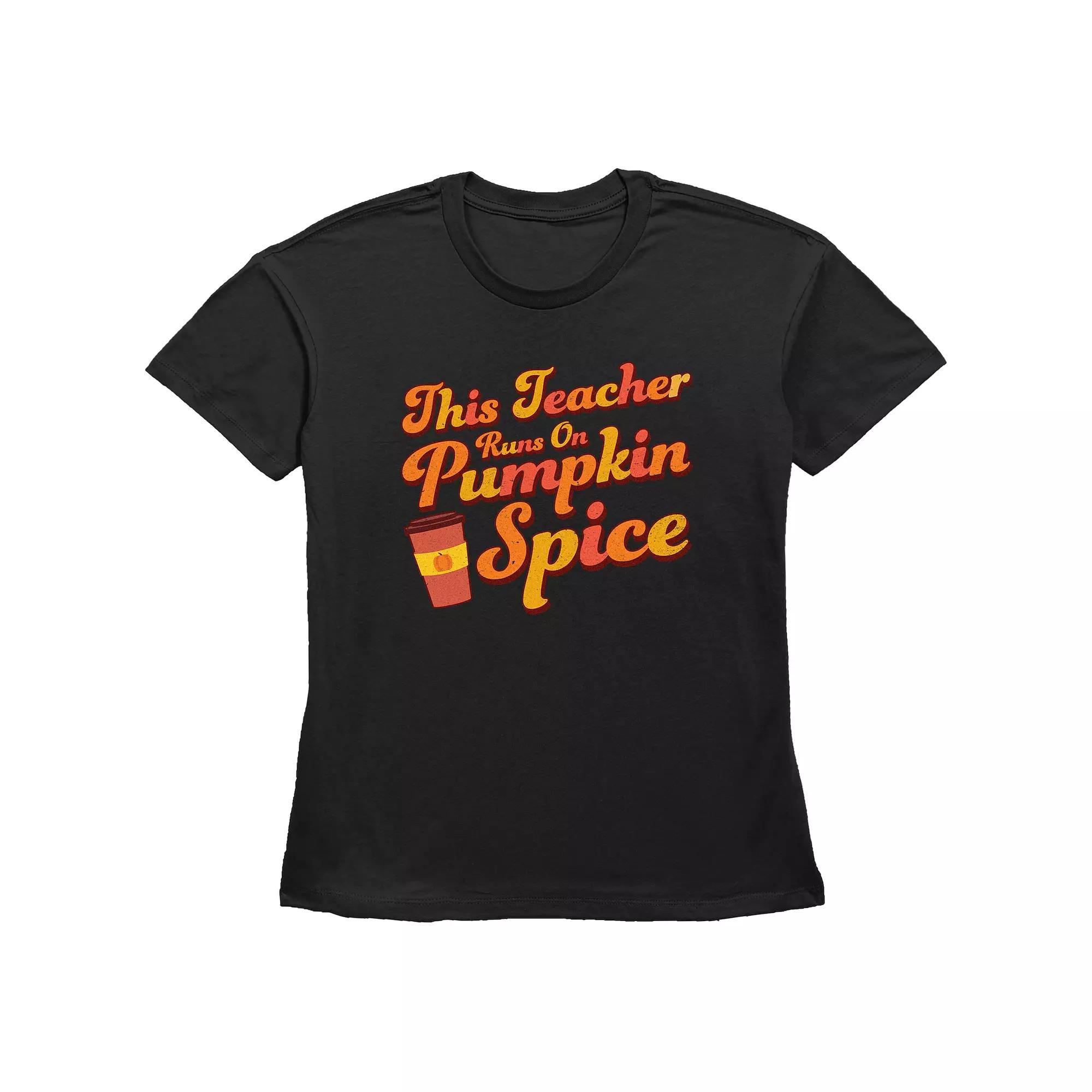 Women's This Teacher Runs On Pumpkin Spice Graphic Tee, Size: XL, Black Product Image