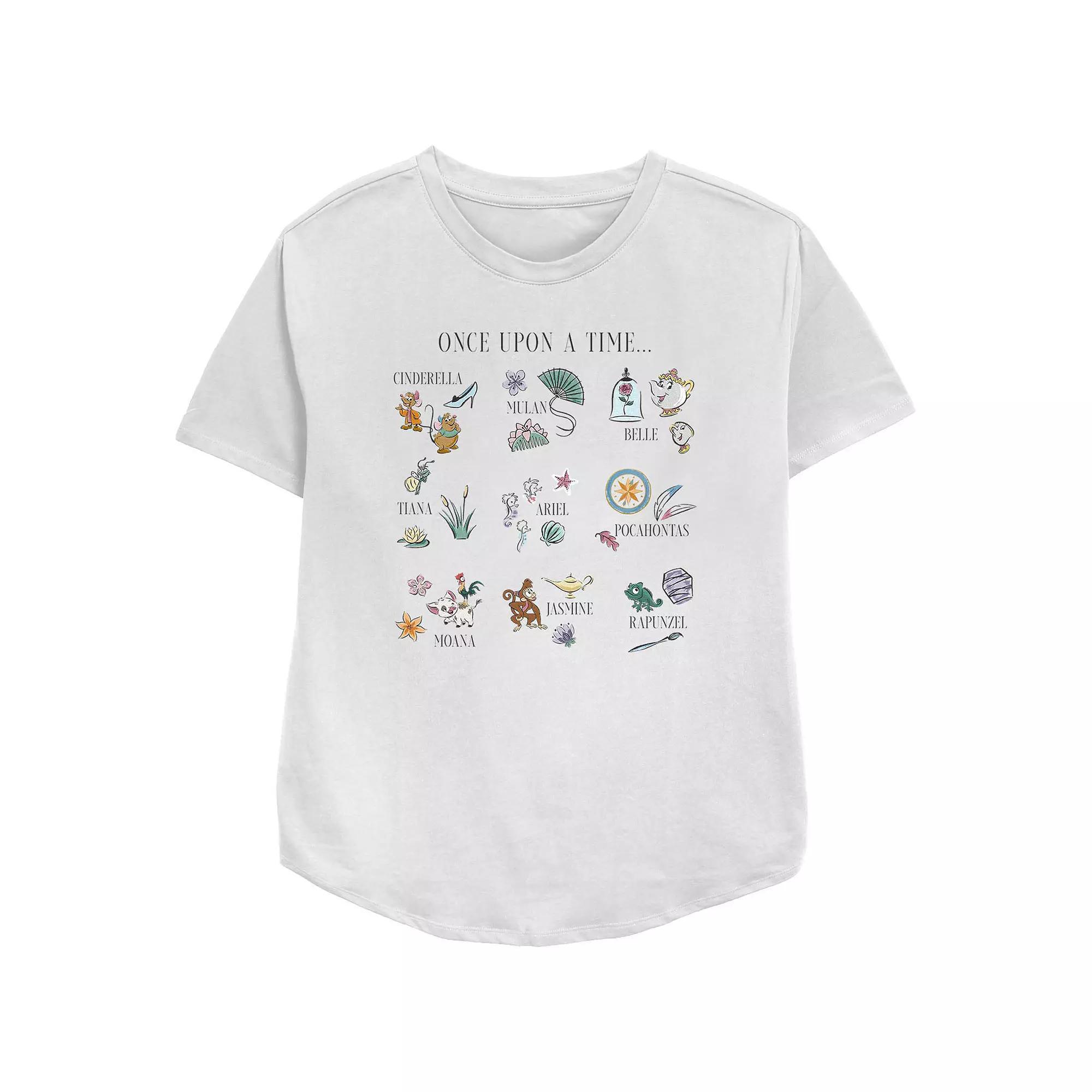 Disney Princess Once Upon A Time Icons Women's Graphic Tee, Size: Large, White Product Image