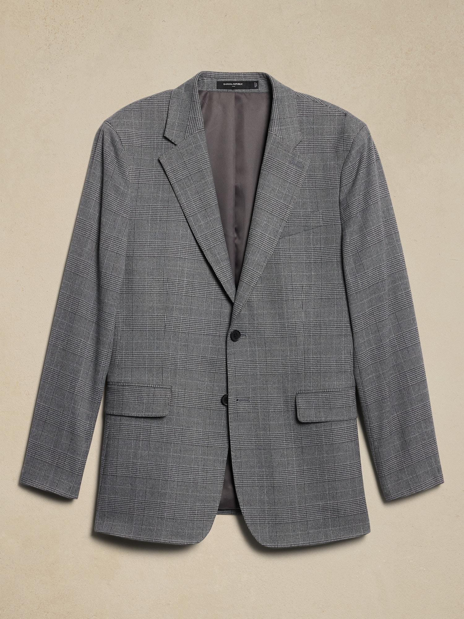 Tailored-Fit Gray Prince Of Wales Suit Jacket Product Image