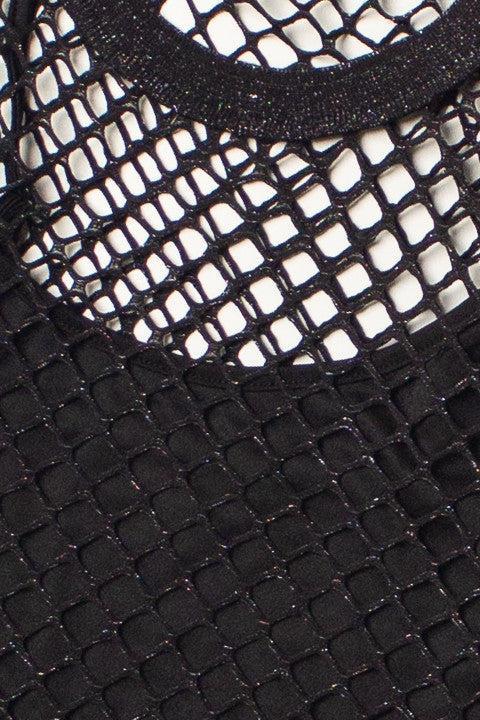 Lurex Fishnet Long Sleeve Top With Cami Product Image