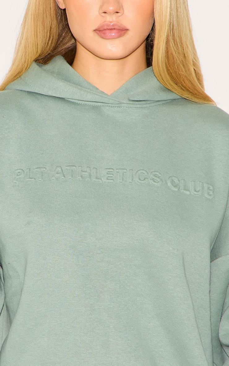 PRETTYLITTLETHING Sage Athletics Club Embossed Graphic Oversized Hoodie Product Image