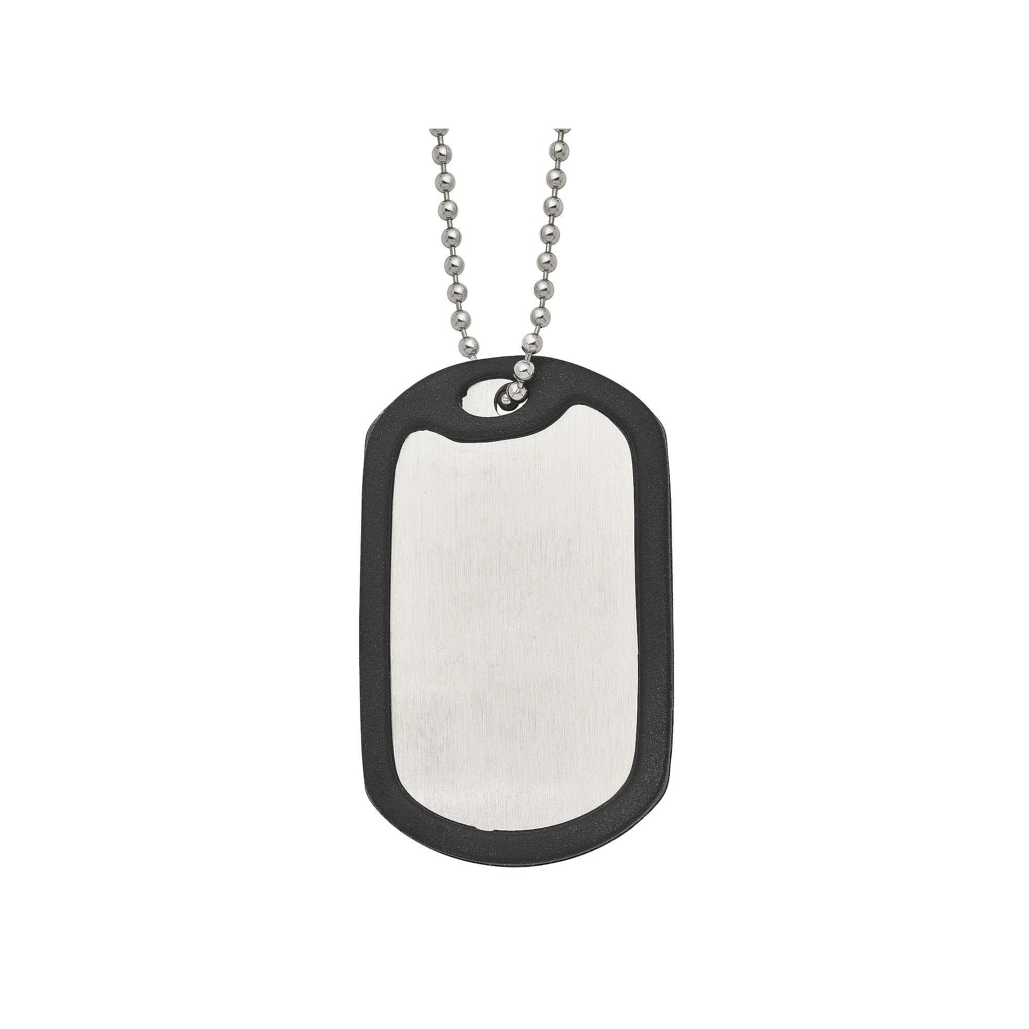 Men's Brushed Stainless Steel Dog Tag Necklace, Size: 24" Product Image
