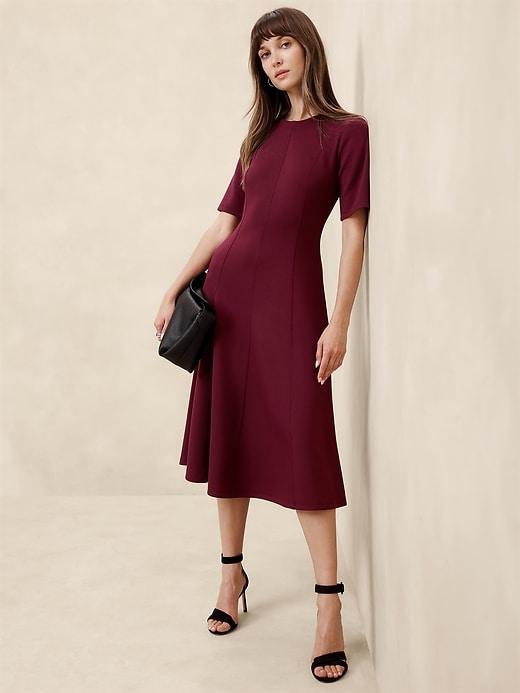Soft Touch Scuba Seamed Midi Dress Product Image