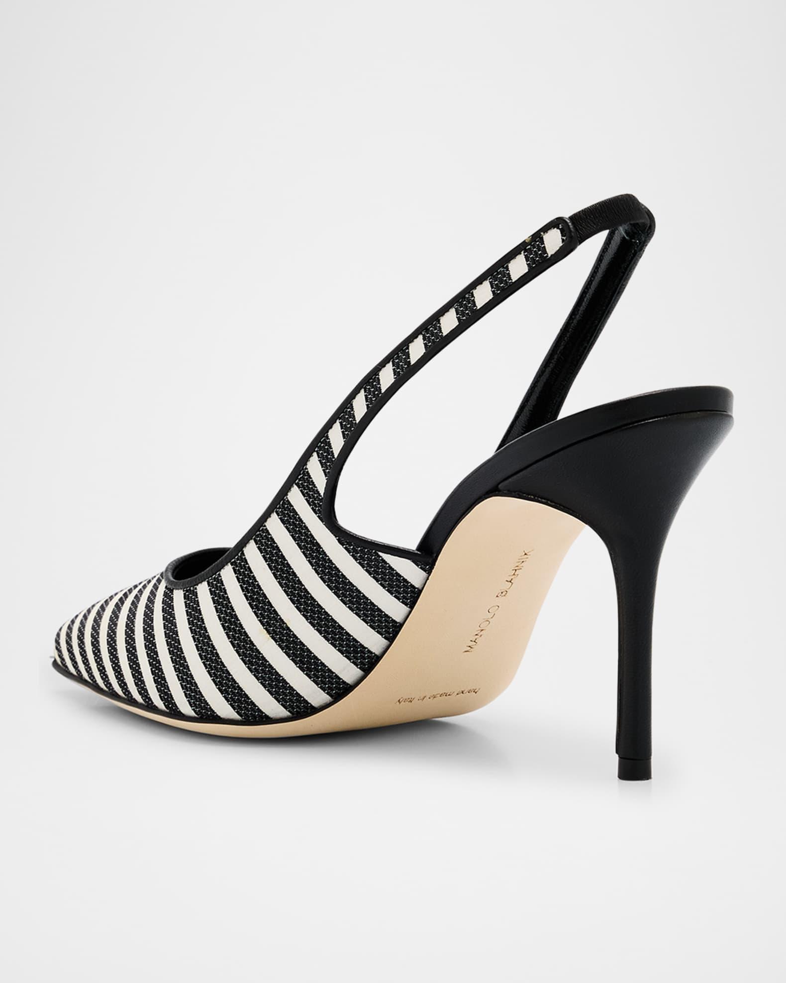 Bicolor Cotton Slingback Pumps Product Image