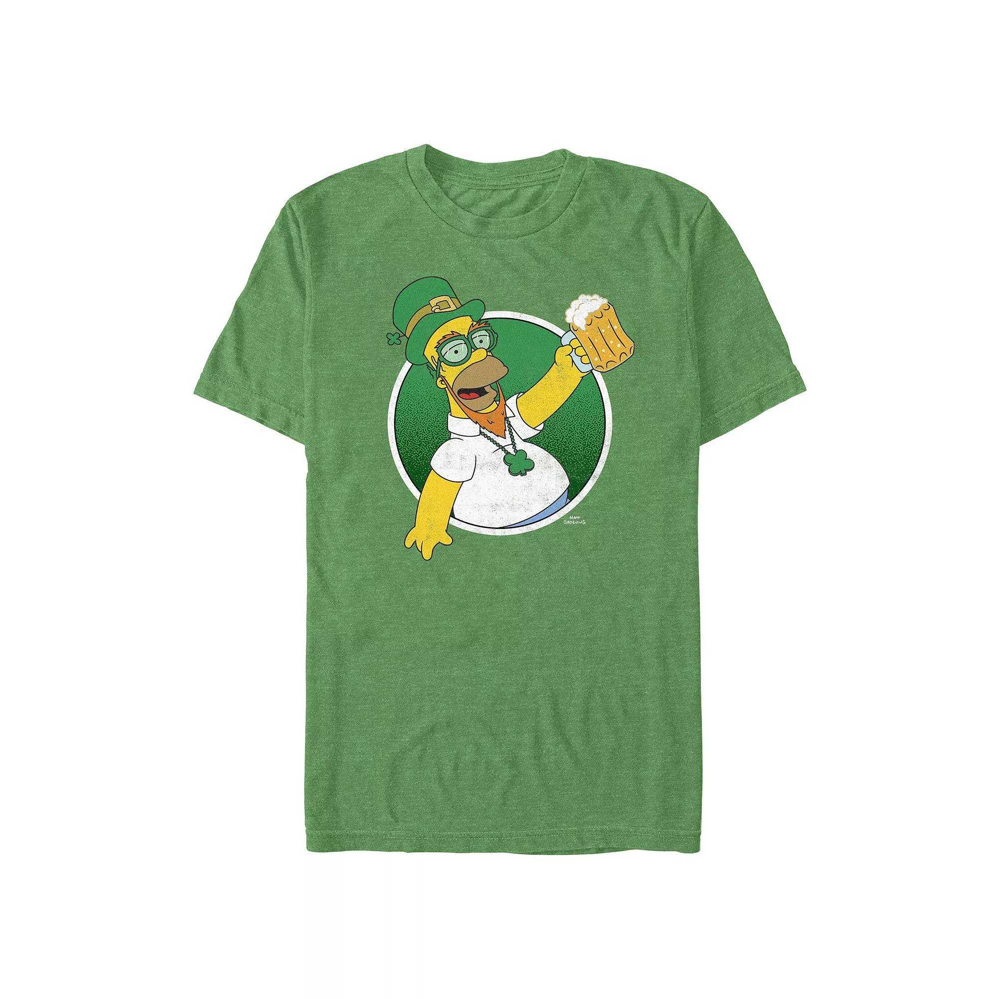 Big & Tall The Simpsons Homer Leprechaun With Beer Graphic Tee, Men's, Size: Large Tall, Kelly Grey Product Image