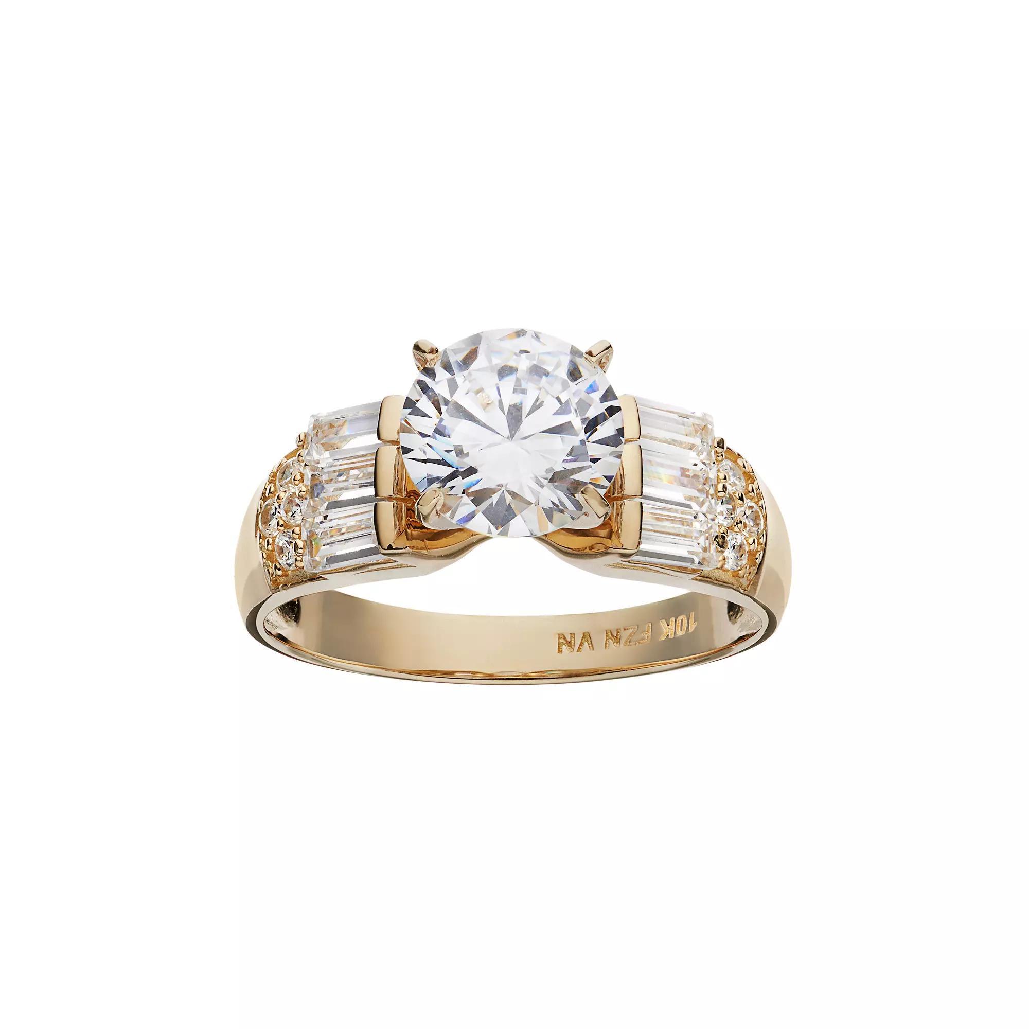 Cubic Zirconia 10k Gold Ring, Women's, Size: 8, White Product Image