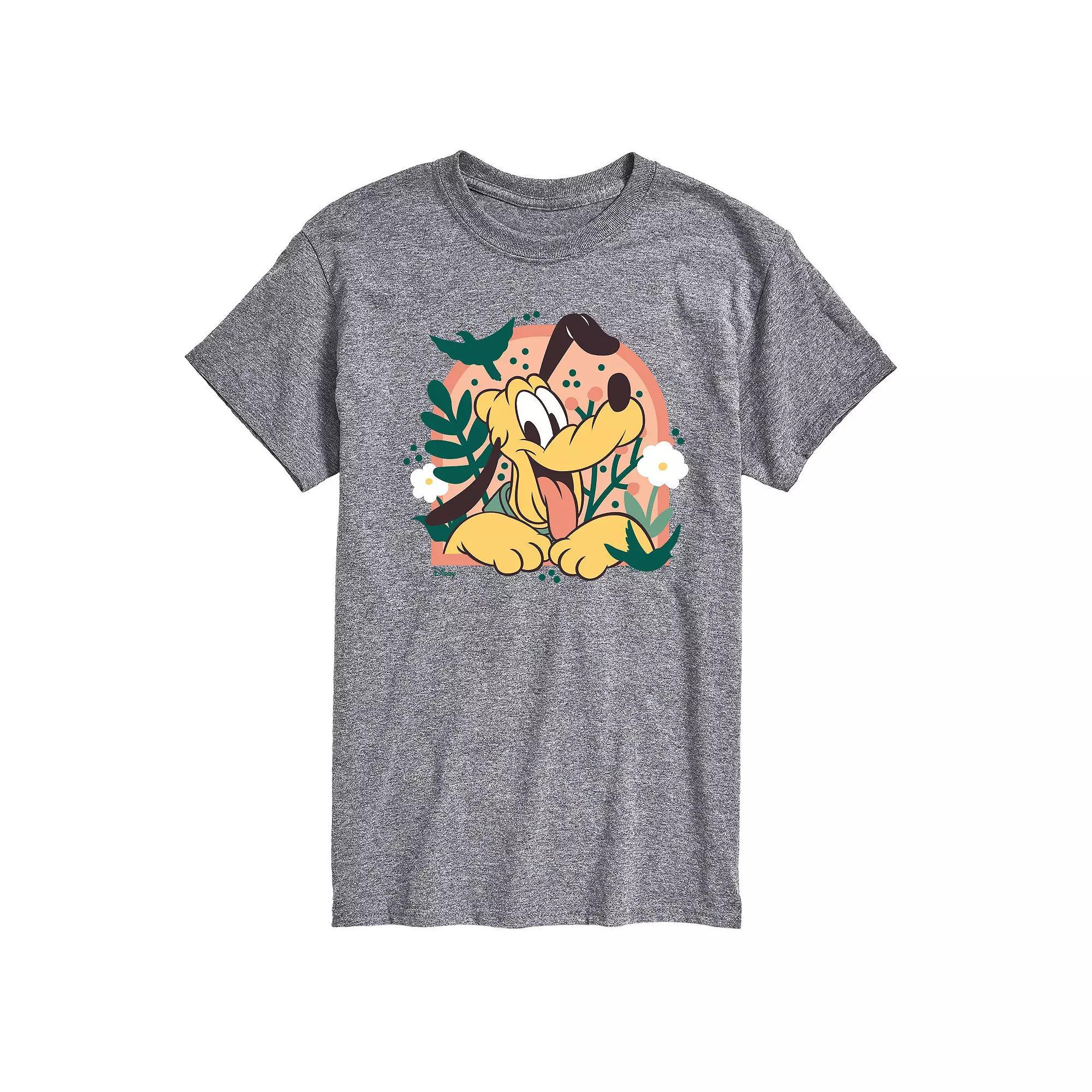 Disneys Mickey Mouse & Friends Pluto Mens Plants Graphic Tee Ivory Product Image