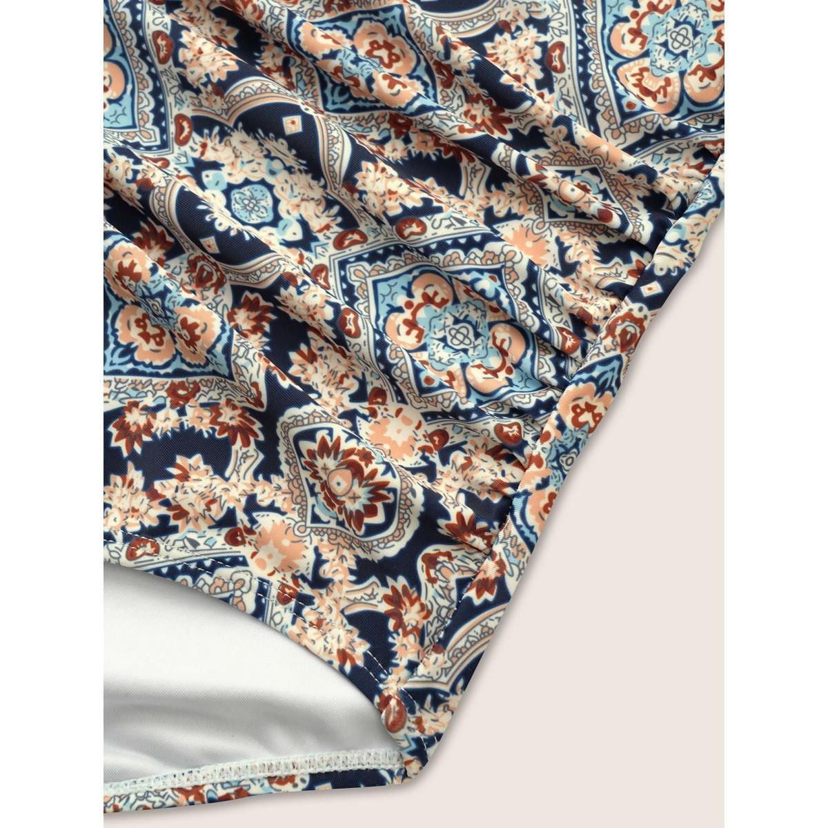 Plus Size Bandana Print Ruched Cami One Piece Swimsuit Women's Swimwear Multicolor Beach Non Curve Bathing Suits High stretch One Pieces BloomChic 18-20/2X Product Image