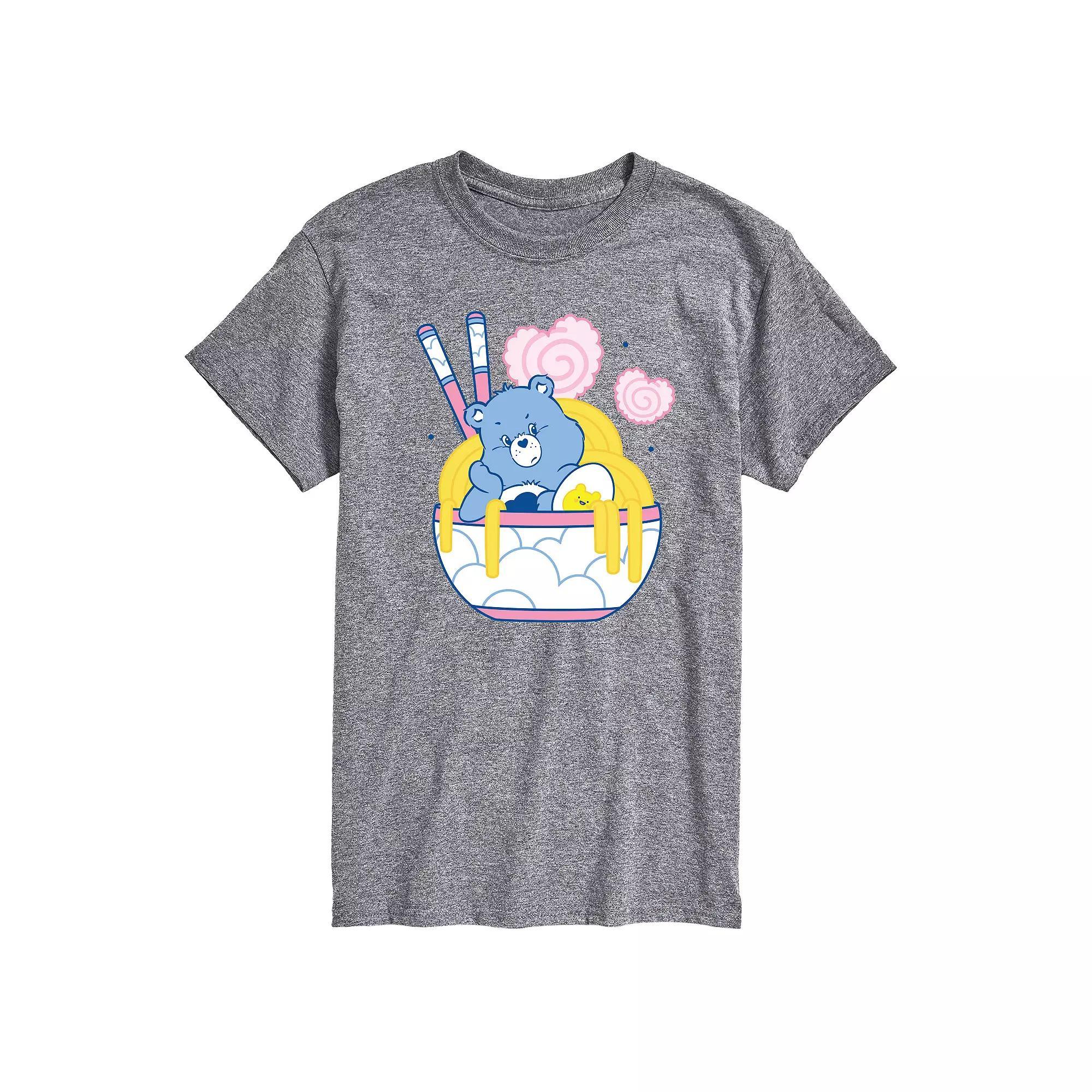 Mens Care Bears Grumpy Ramen Bowl Graphic Tee Grey Gray Product Image