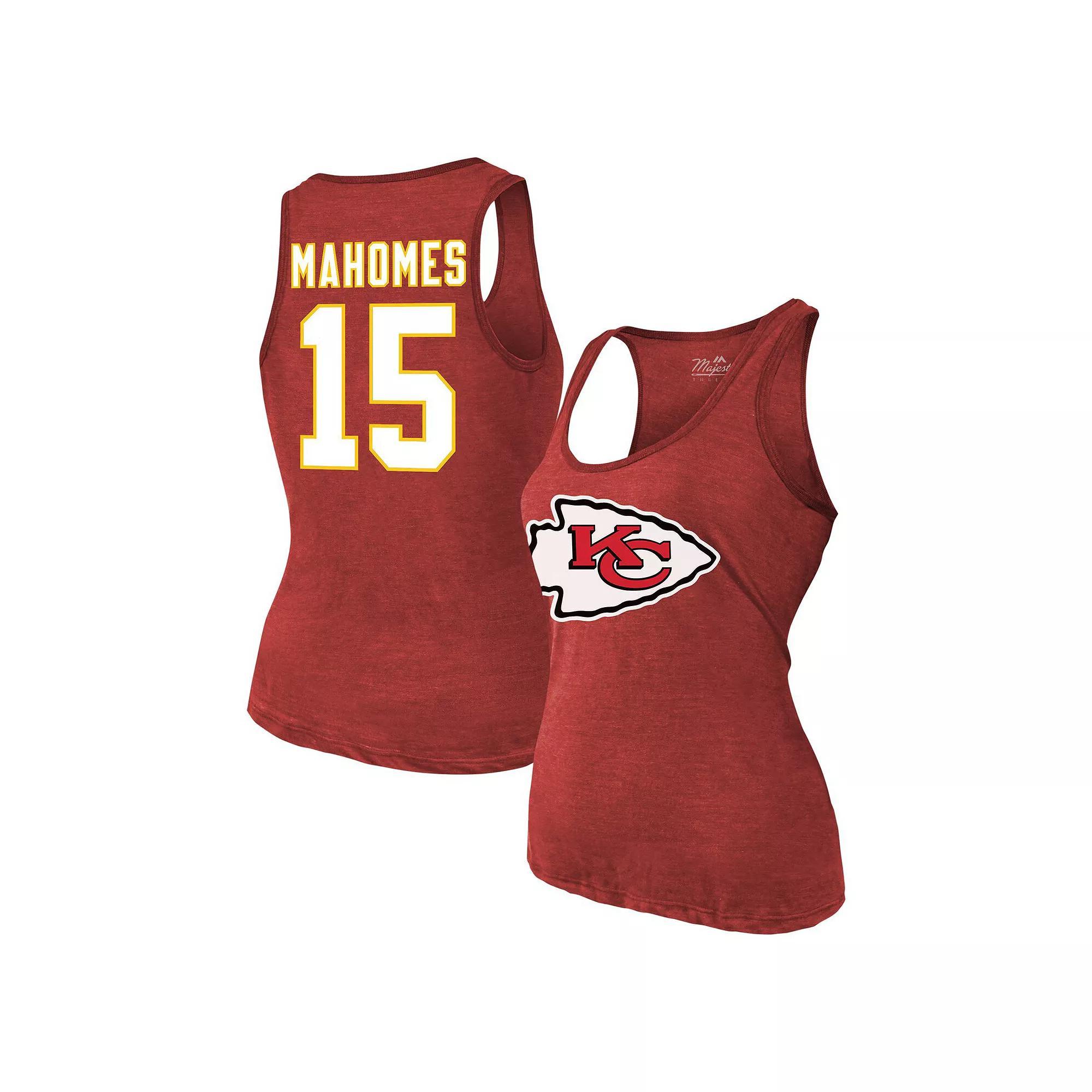 Women's Majestic Threads Patrick Mahomes Red Kansas City Chiefs Name & Number Tri-Blend Tank Top, Size: Small Product Image