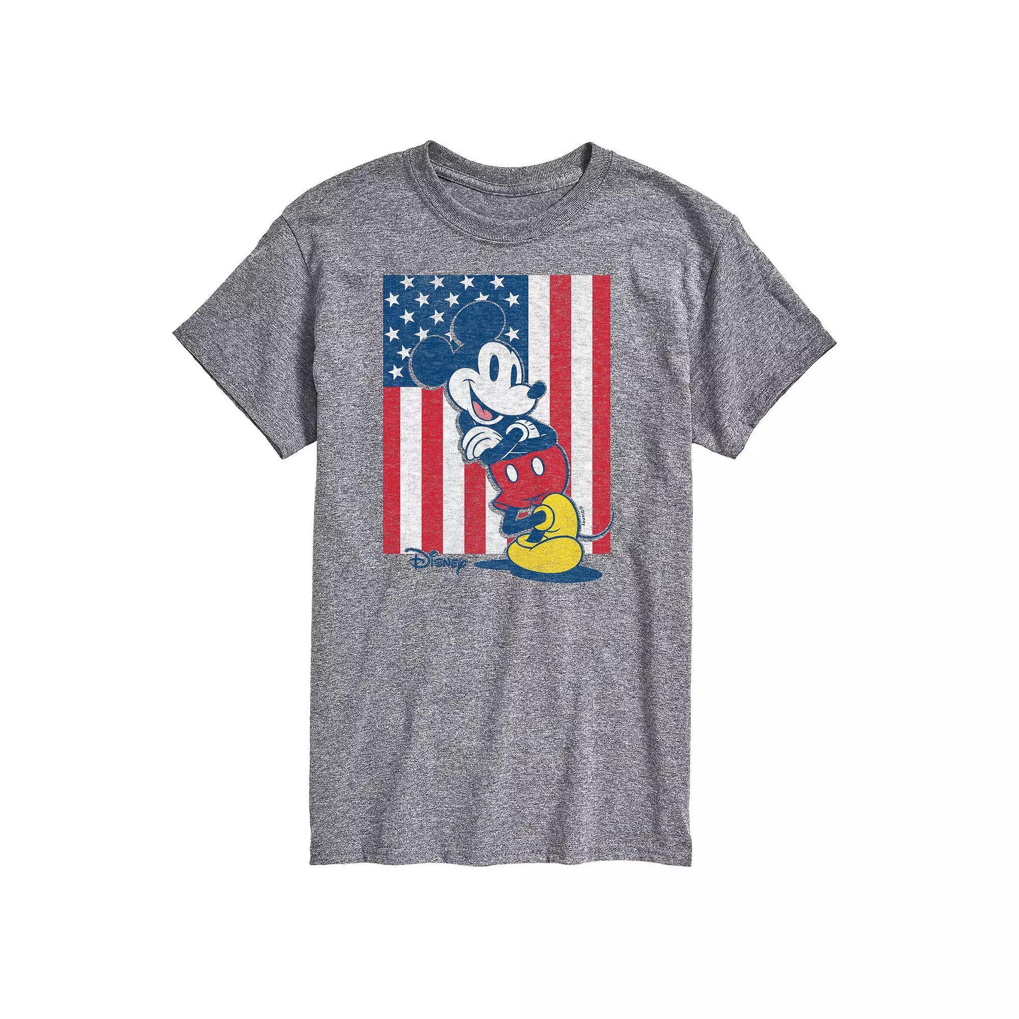 Disneys Mickey Mouse Big & Tall American Flag Graphic Tee, Mens Product Image