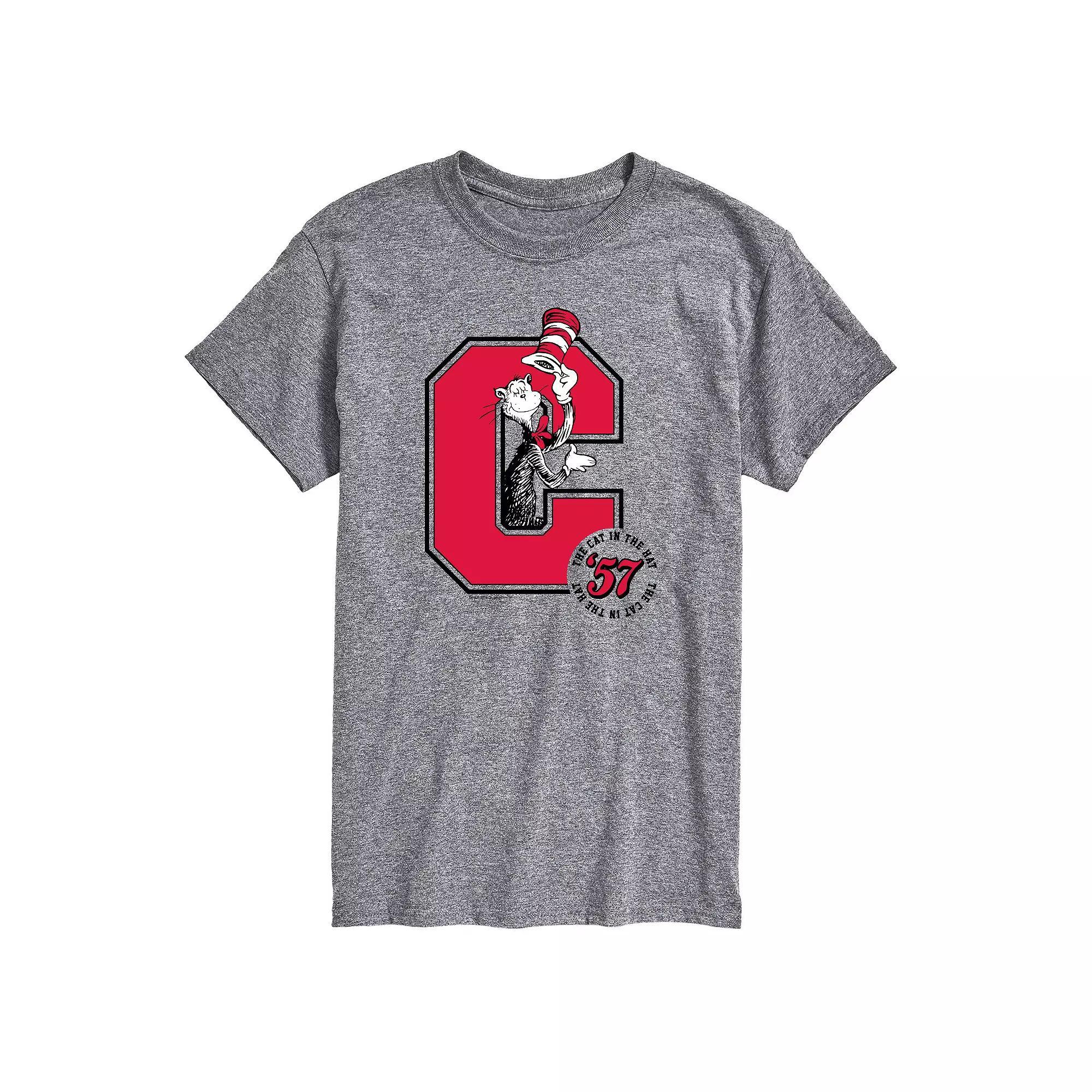 Big & Tall Dr. Seuss The Cat in the Hat Cat In The Hat Retro Graphic Tee, Mens Grey Gray Product Image