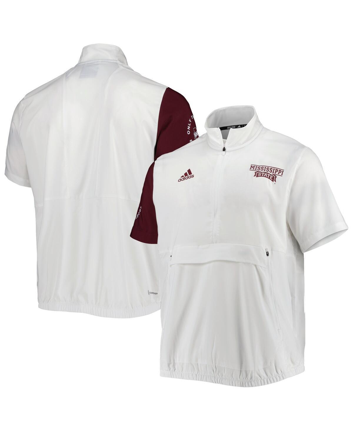Men's adidas White Mississippi State Bulldogs M STM AEROREADY Half-Zip Jacket, Size: Medium, Mst White Product Image