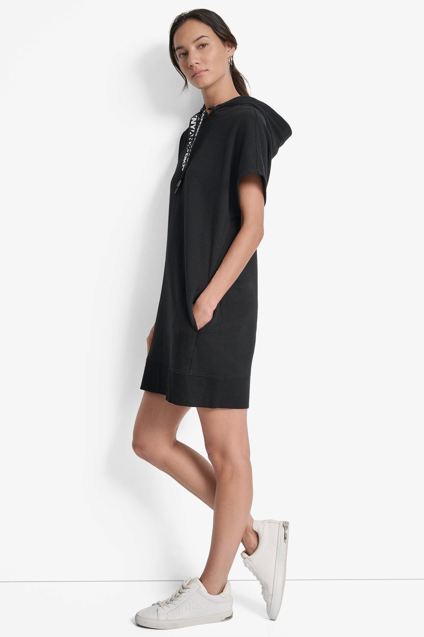 LOGO DRAWSTRING MINI HOODIE DRESS Product Image