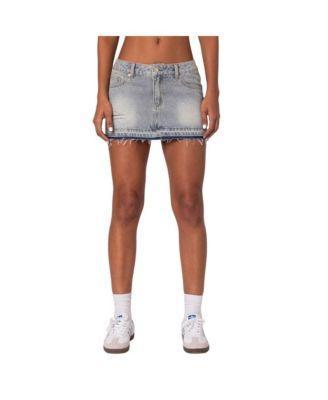 Edikted Womens Priyanka Distressed Denim Mini Skirt Product Image