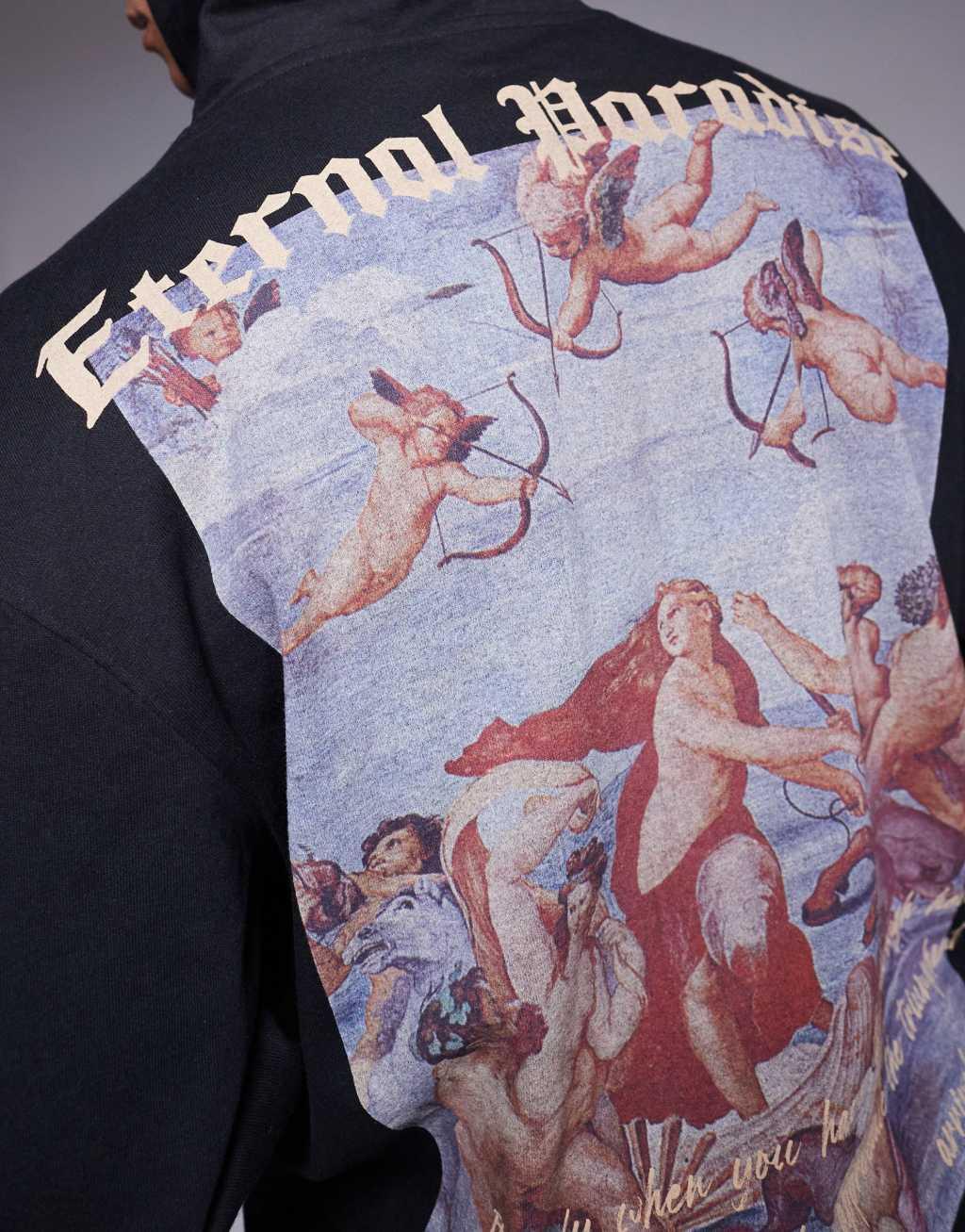 Liquor N Poker oversized hoodie with Eternal Paradise back print in black Product Image