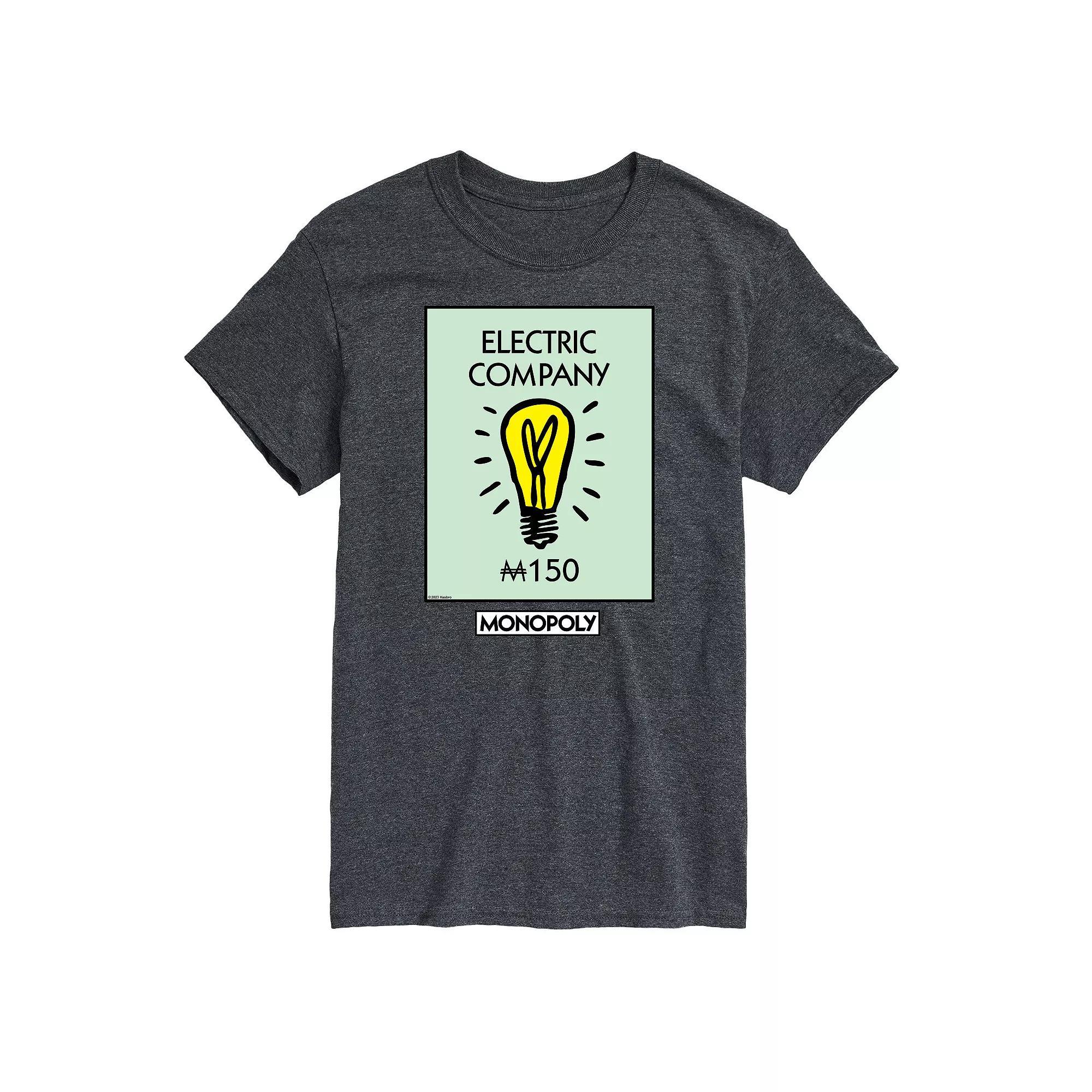 Mens Monopoly Electric Company Graphic Tee Grey Product Image