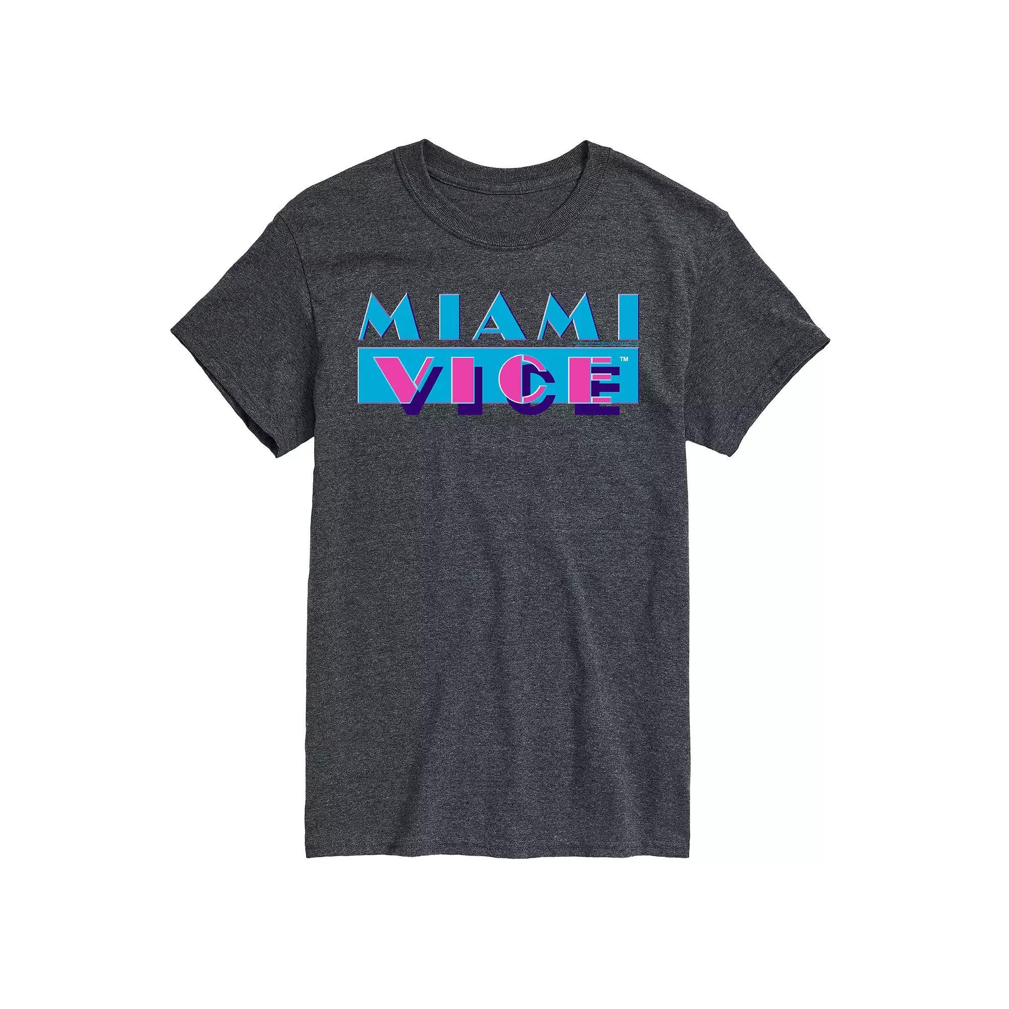Big & Tall Miami Vice Logo Graphic Tee, Mens Athletic Grey Product Image