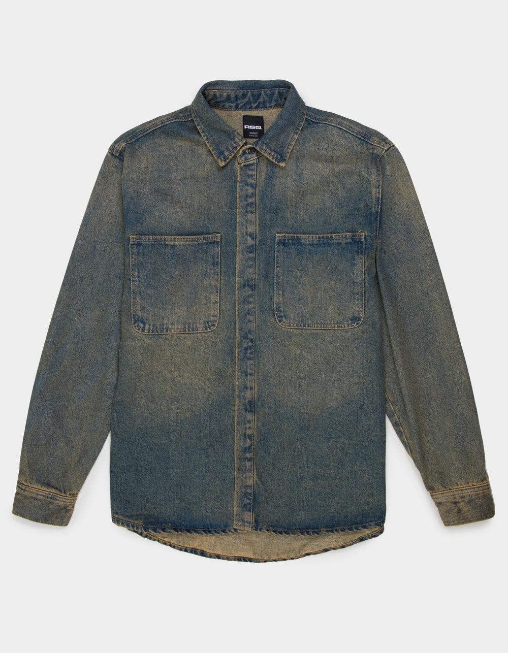 RSQ Mens Overdye Denim Overshirt - MEDIUM INDIGO Product Image