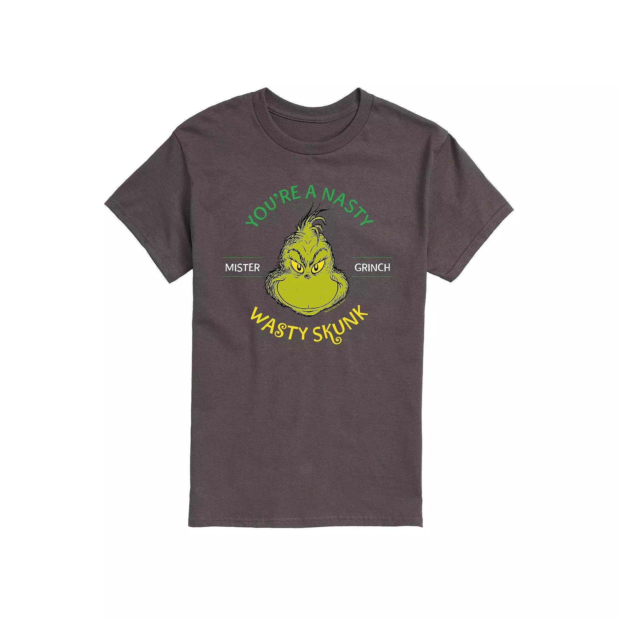 Mens Dr. Seuss The Grinch Youre A Nasty Wasty Skunk Tee Grey Product Image