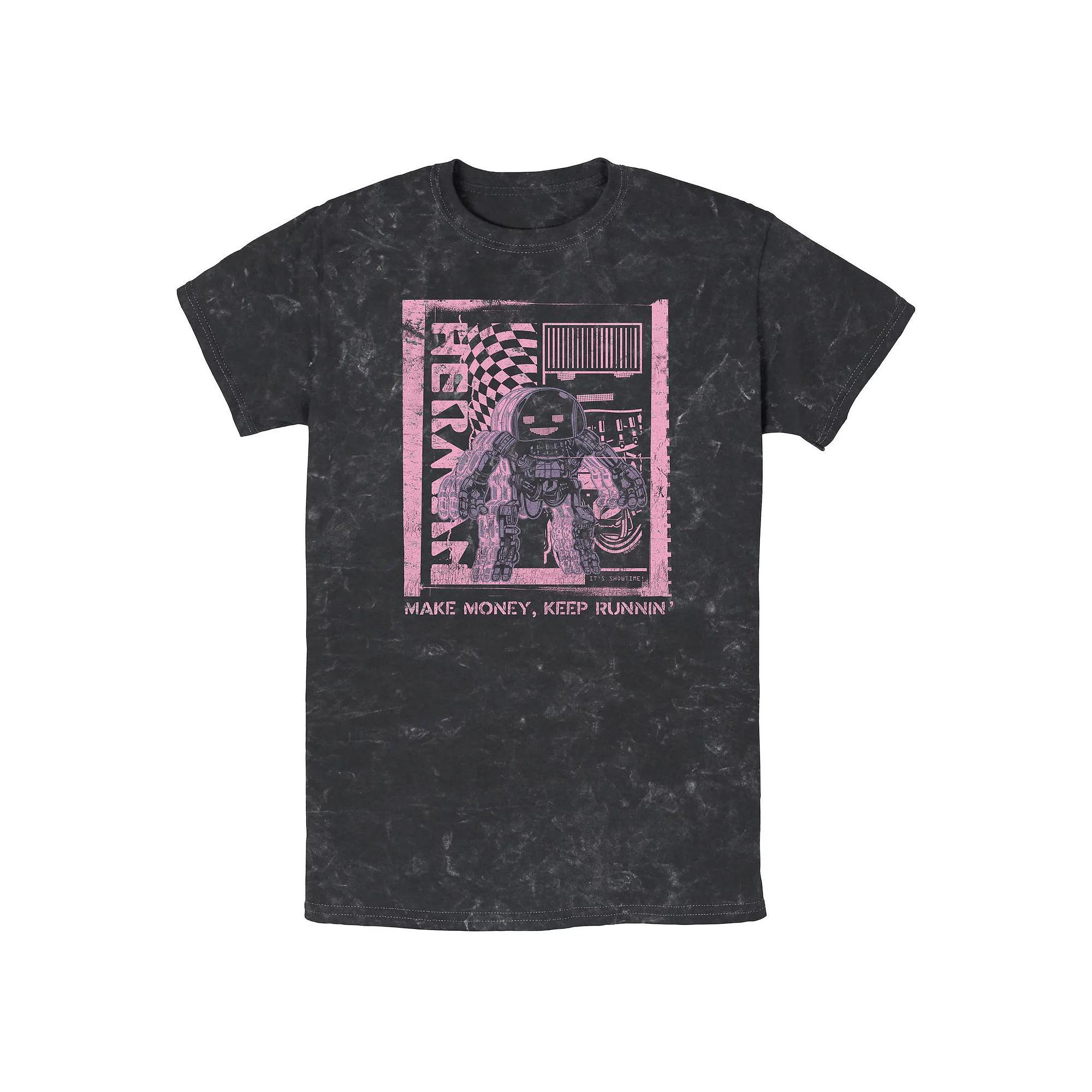 Men's The Electric State Make Money Keep Runnin' Mineral Wash Graphic Tee, Size: Medium, Black Product Image
