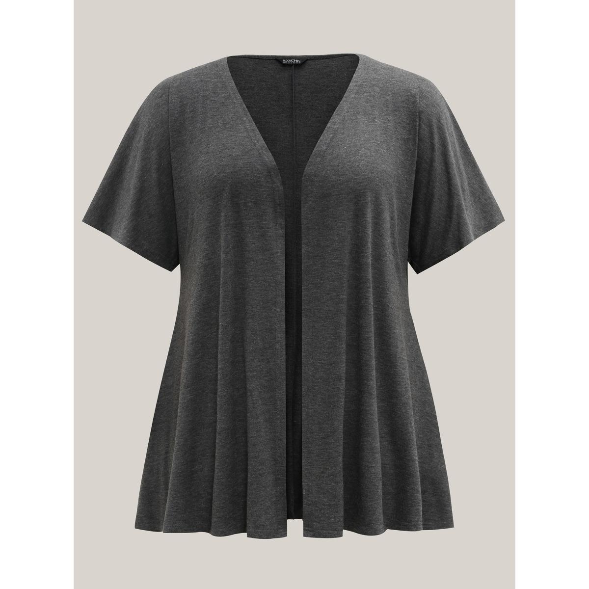Plus Size Flared Sleeve Open-Front Kimono Cardigan Women DimGray Casual Non Everyday Kimonos BloomChic 26/4X Product Image