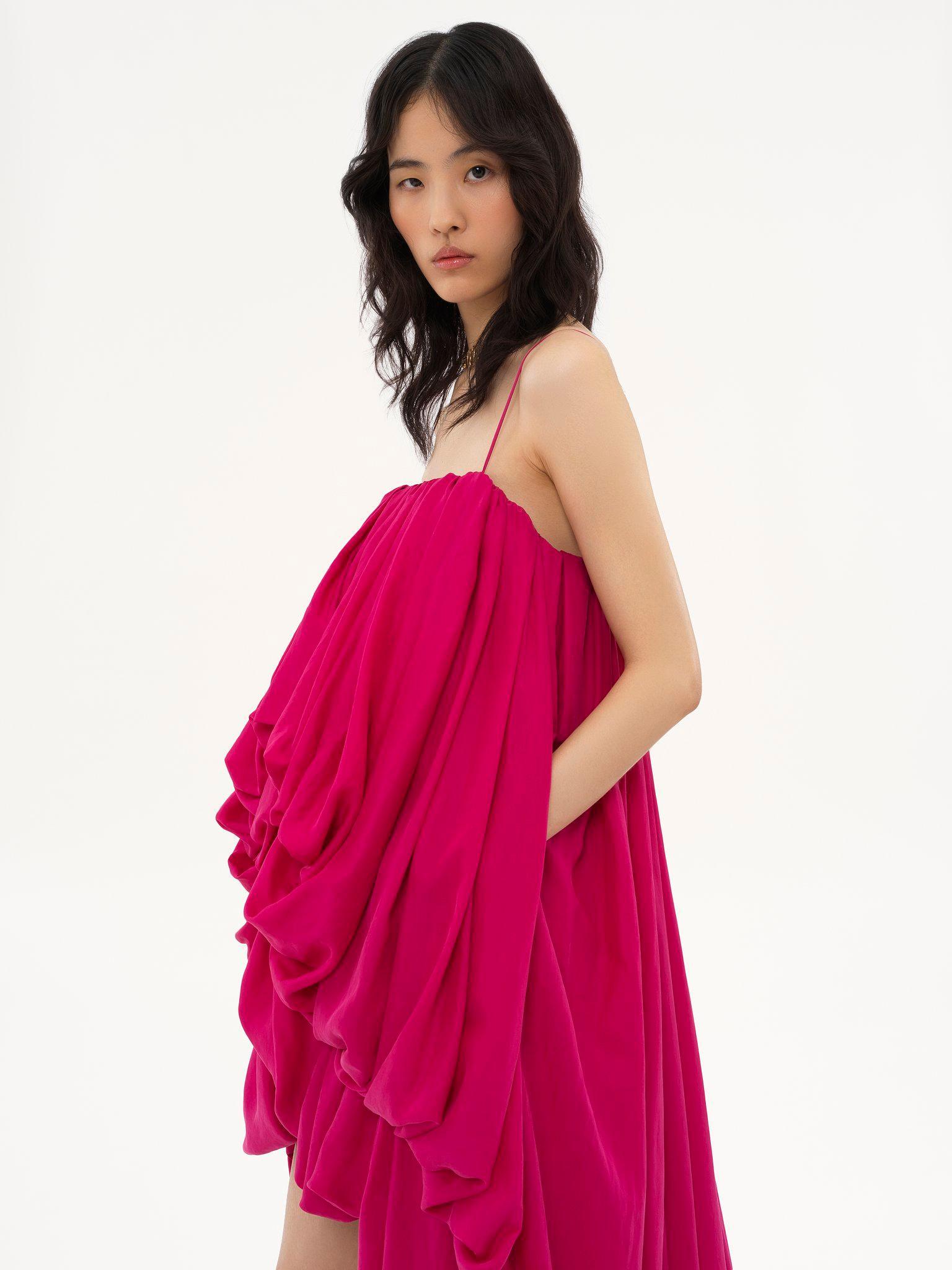 High-low sleeveless jumpsuit in washed silk pongé Product Image