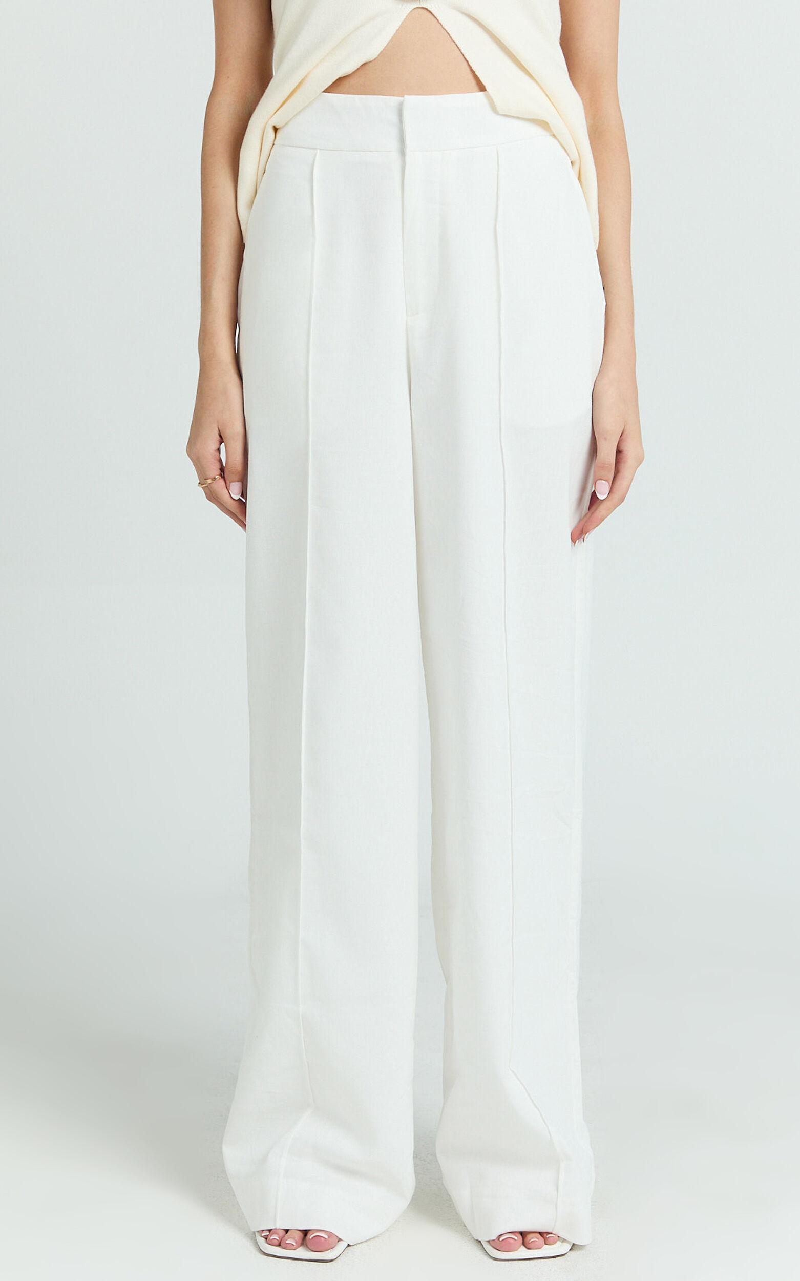 Juniper Pants - Linen Wide Leg Pants in White Product Image