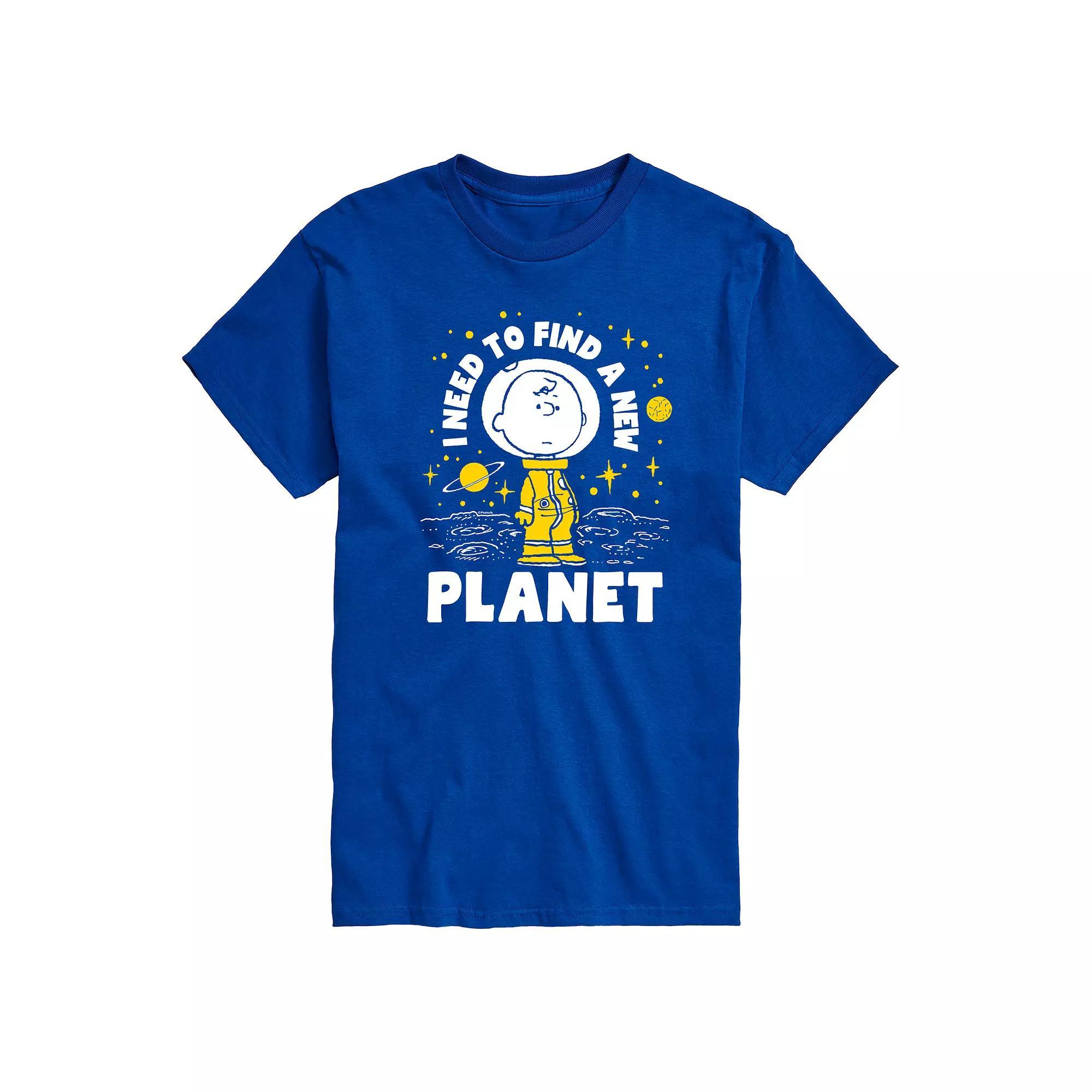 Big & Tall Peanuts Charlie Brown Another Planet Graphic Tee, Mens Blue Product Image