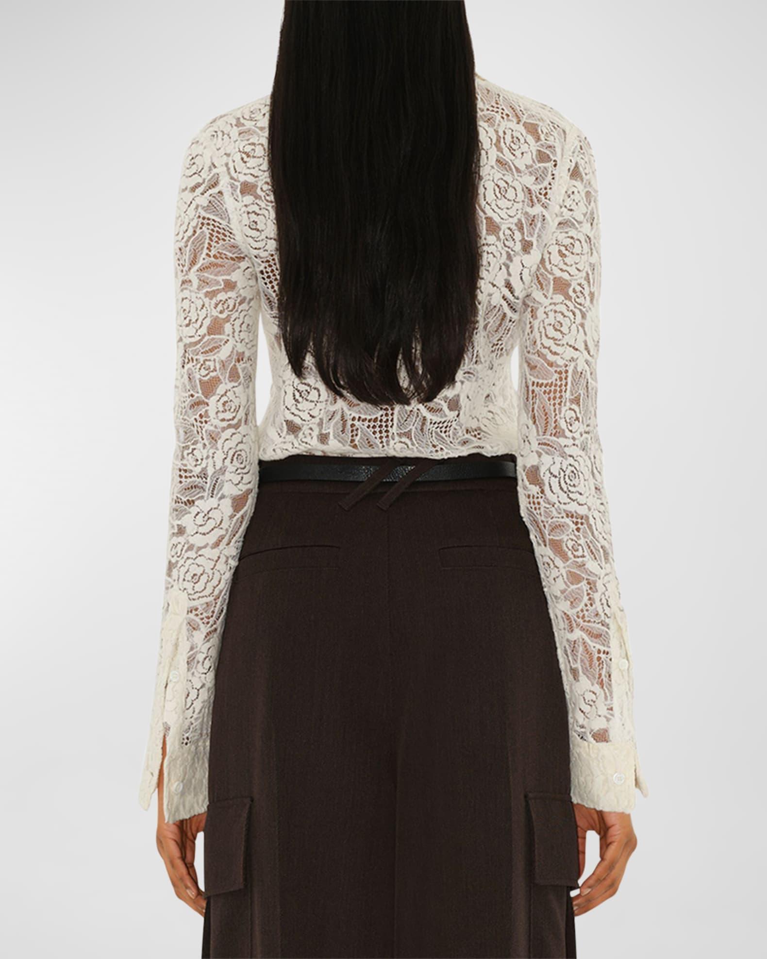 Lace Fitted Button-Front Shirt Product Image