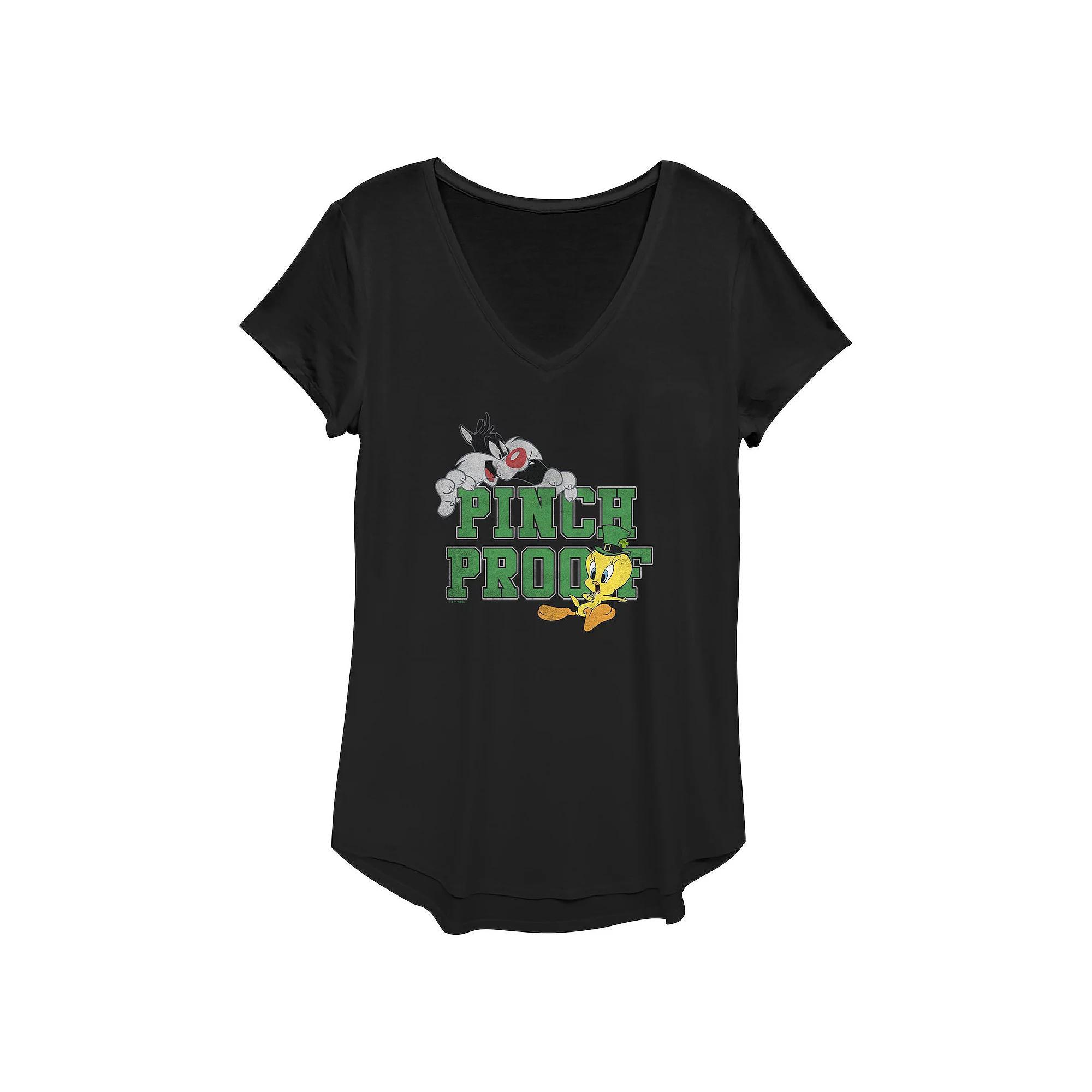 Womens Looney Tunes Sylvester And Tweety Bird Pinch Proof Graphic Tee Product Image