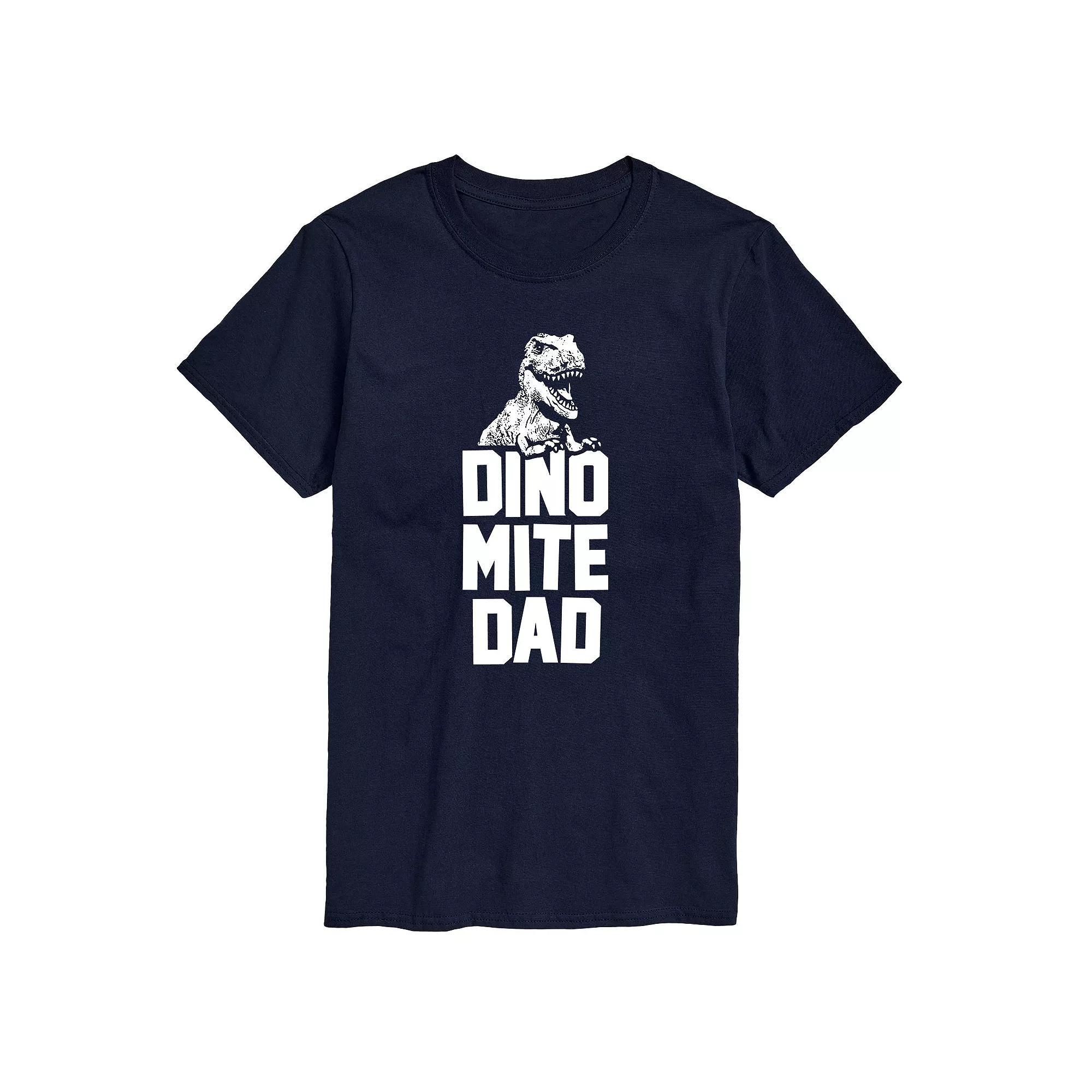 Mens Dinomite Dad Tyrannosaurus Rex Graphic Tee Blue Product Image