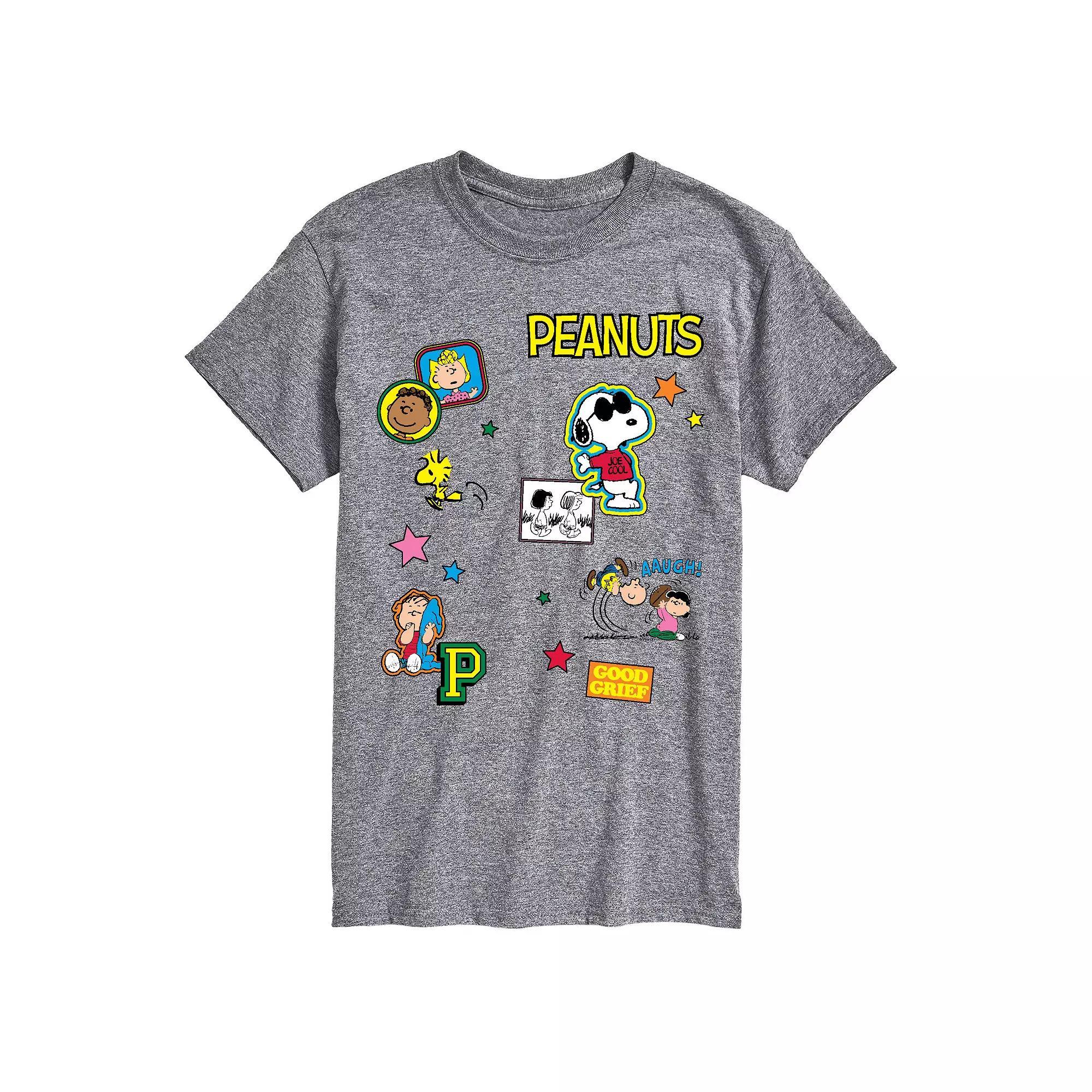 Big & Tall Peanuts Sticker Collage Graphic Tee, Mens Grey Gray Product Image