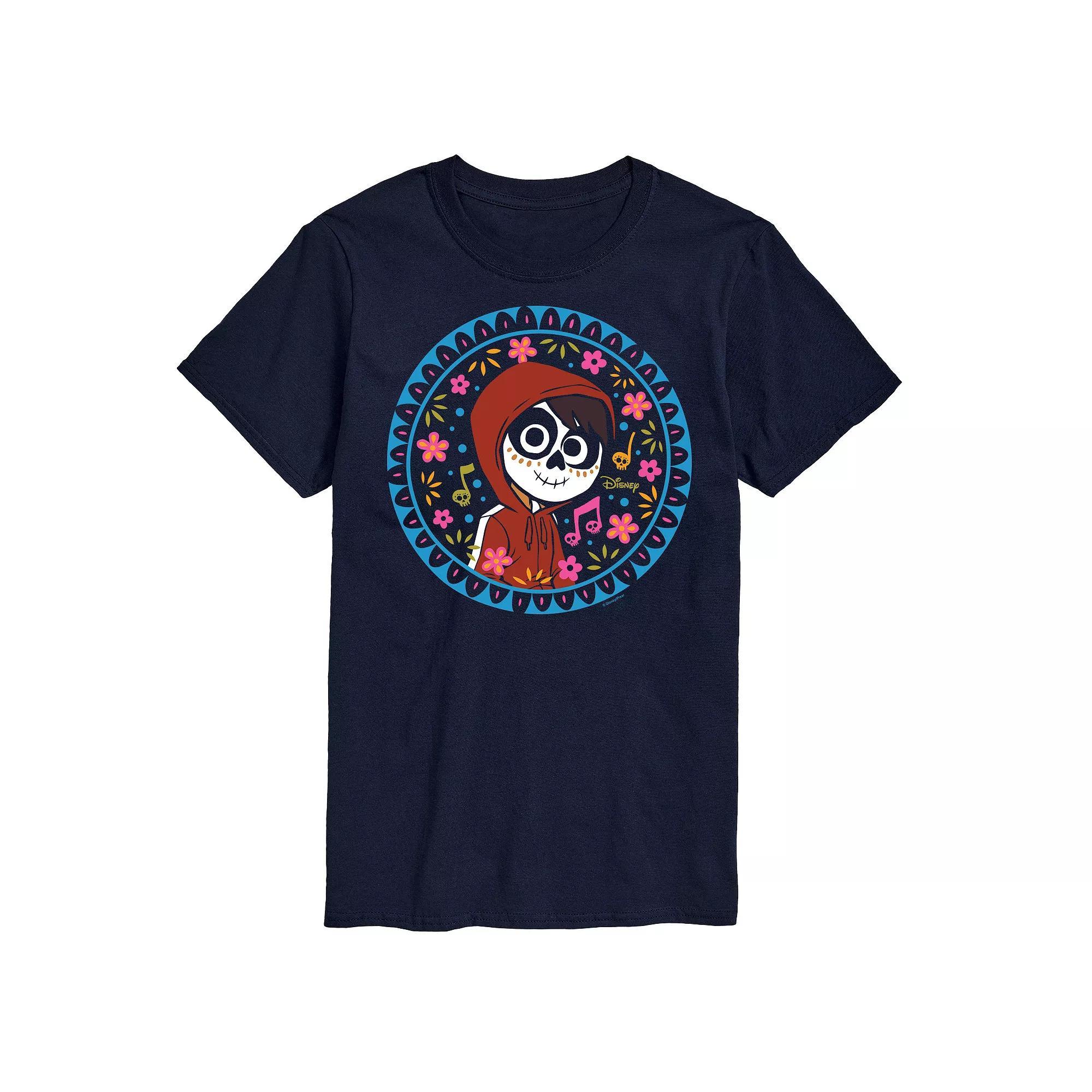 Disneys Coco Miguel Big & Tall Floral Circle Graphic Tee, Mens Blue Product Image