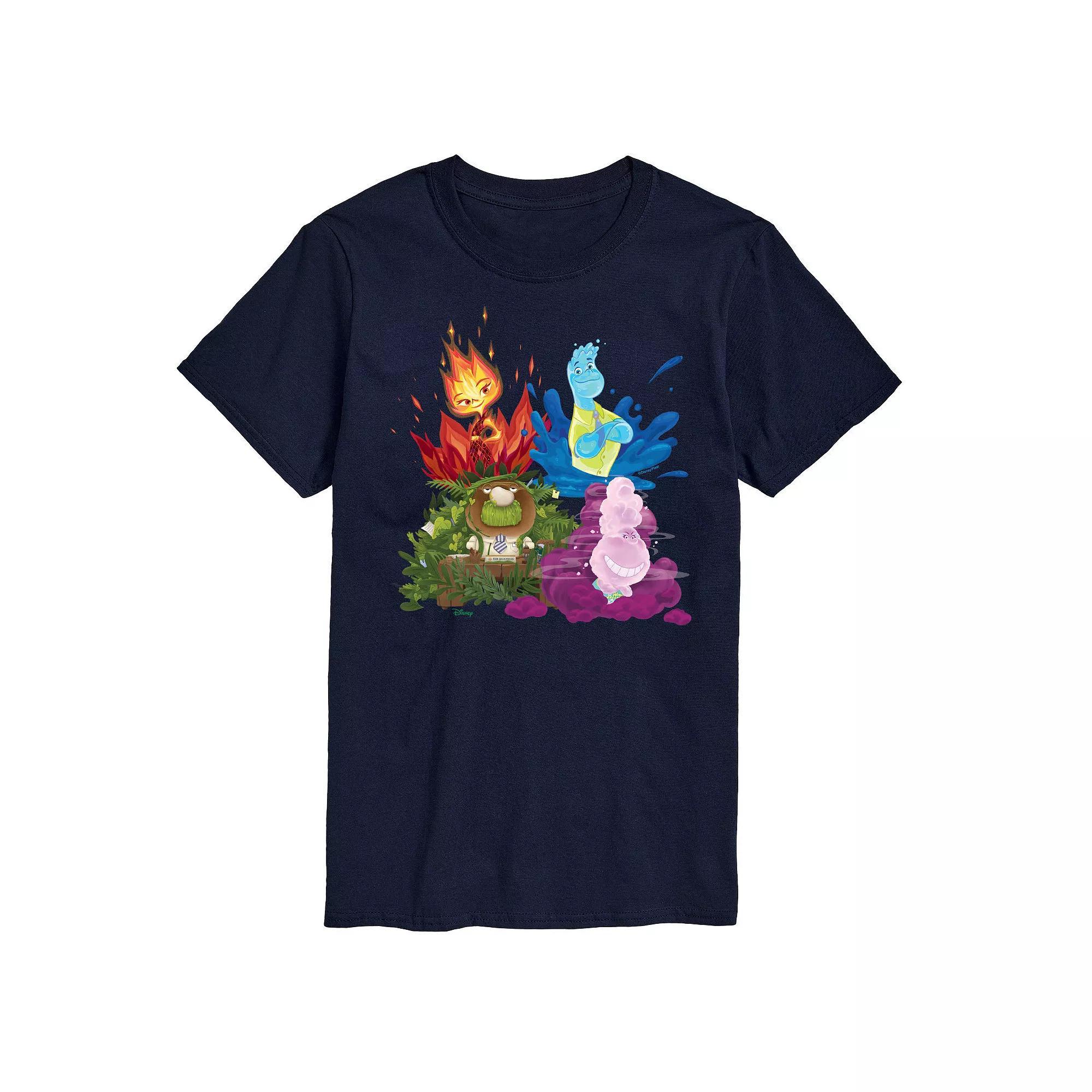Disneys Elemental Big & Tall Group Graphic Tee, Mens Blue Product Image