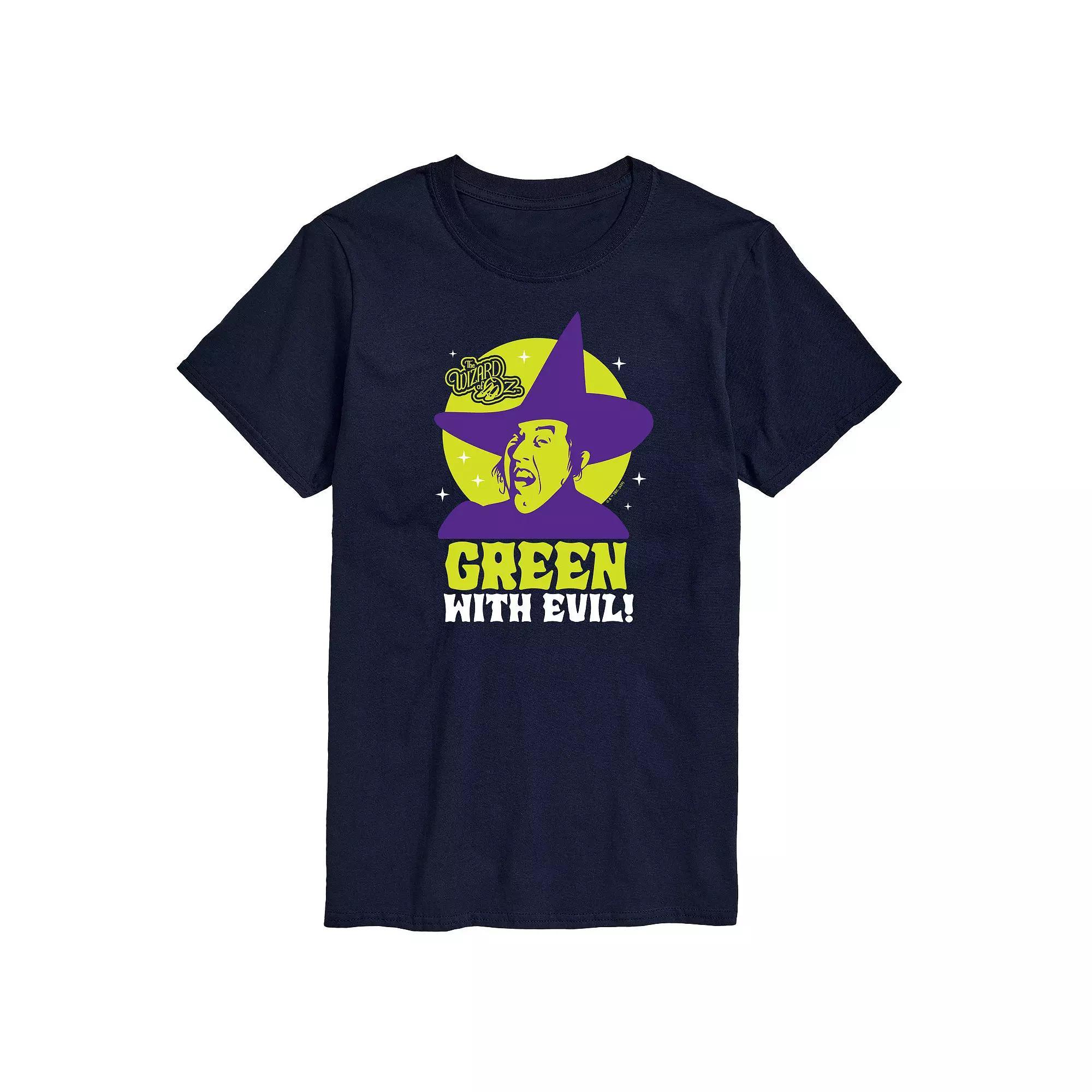 Mens Wizard Of Oz Green With Evil Graphic Tee Grey Gray Product Image