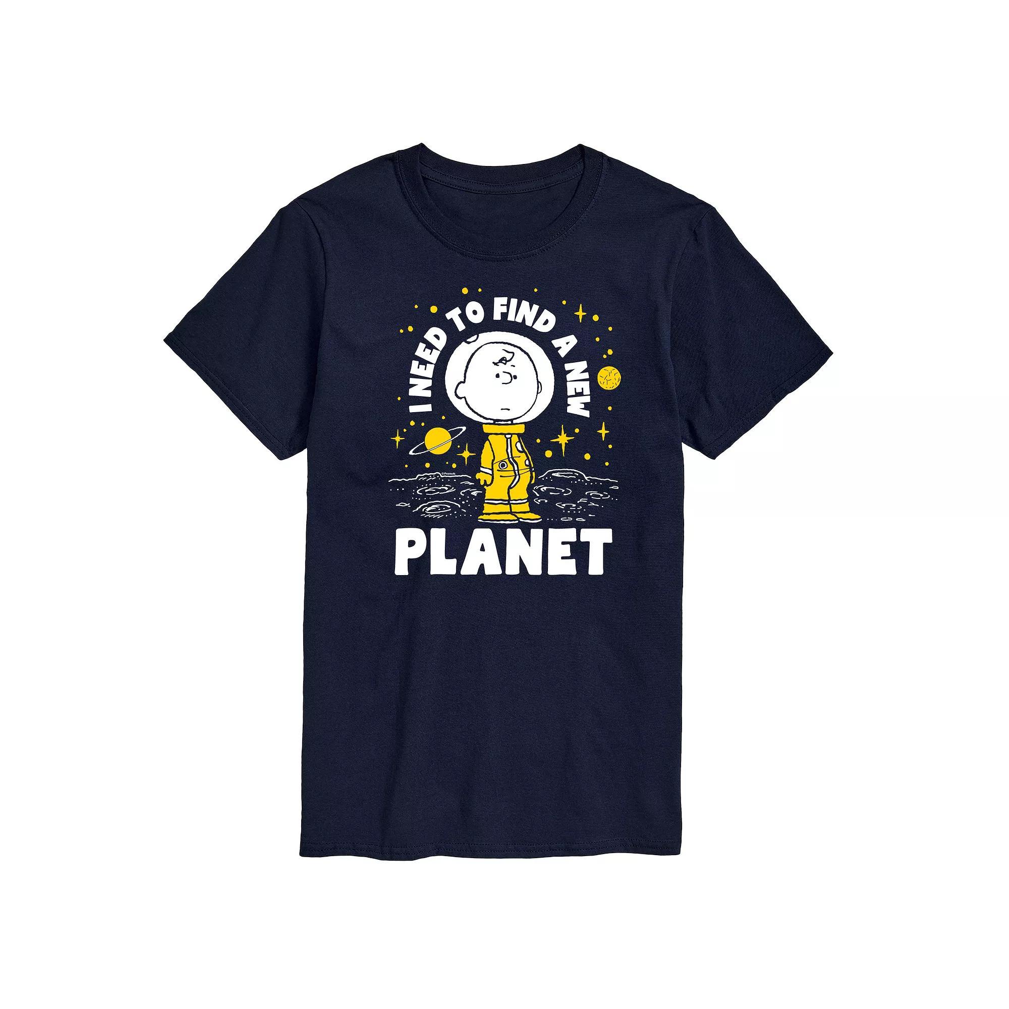 Big & Tall Peanuts Charlie Brown Another Planet Graphic Tee, Mens Blue Product Image