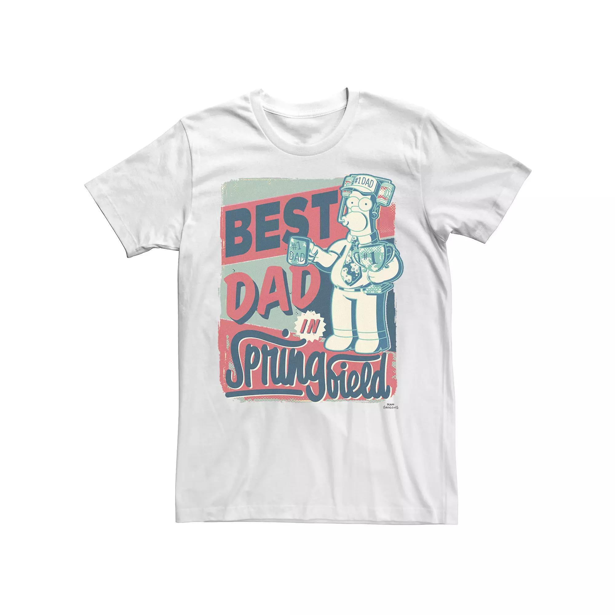 Men's The Simpsons Homer Best Dad In Springfield Tee, Size: XL, White Product Image
