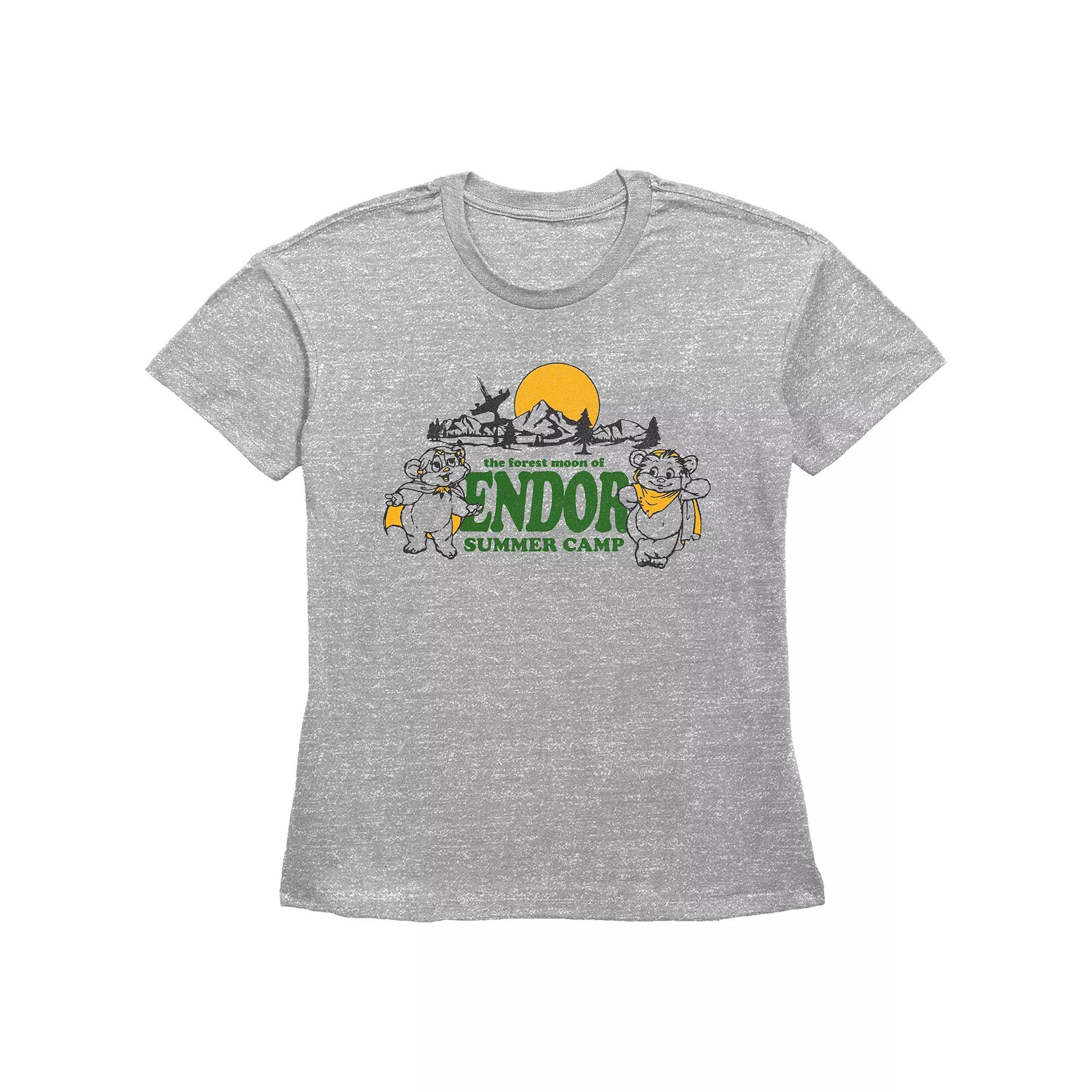 Women's Star Wars Endor Summer Camp Basic Fit Graphic Tee, Girl's, Size: XXL, Grey Gray Product Image