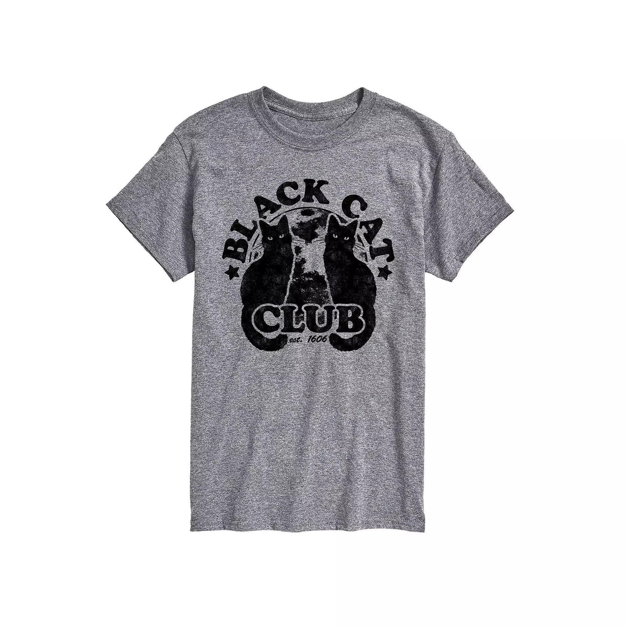 Men's Black Cat Club Tee, Size: XL, White Product Image