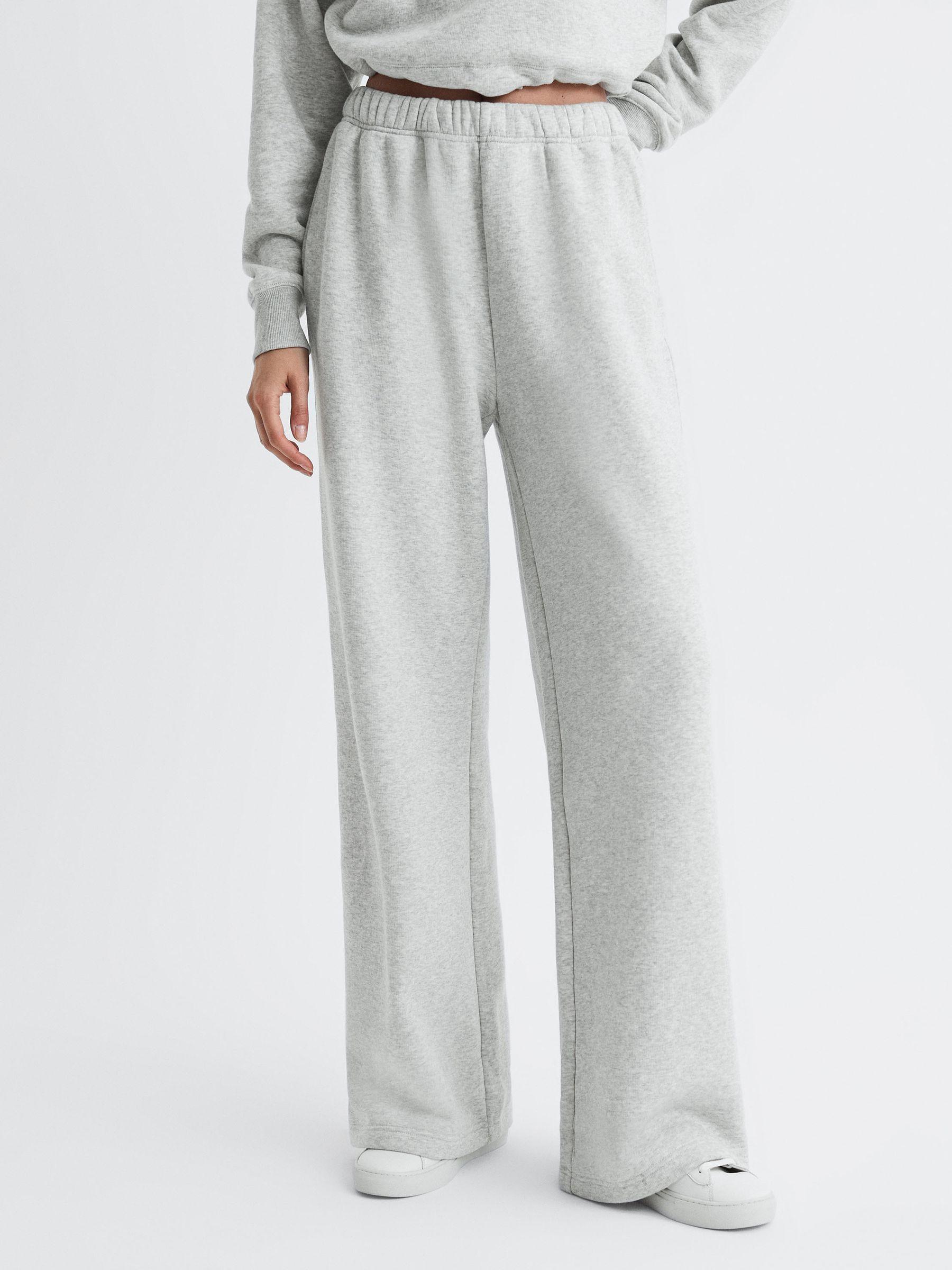 Good American Cotton Blend Wide Leg Joggers in Grey Product Image