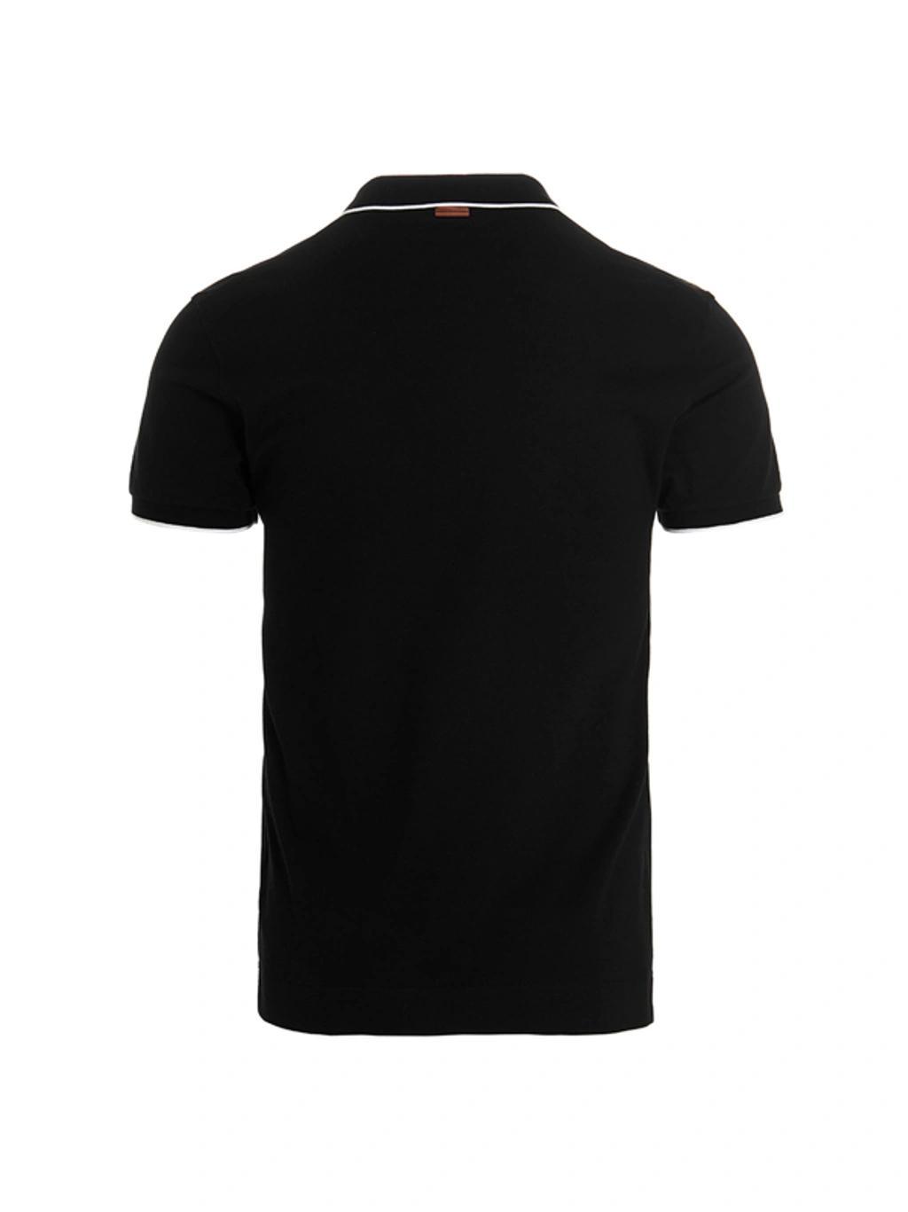 ZEGNA Logo-embroidered Polo Shirt In Dark Blue Product Image