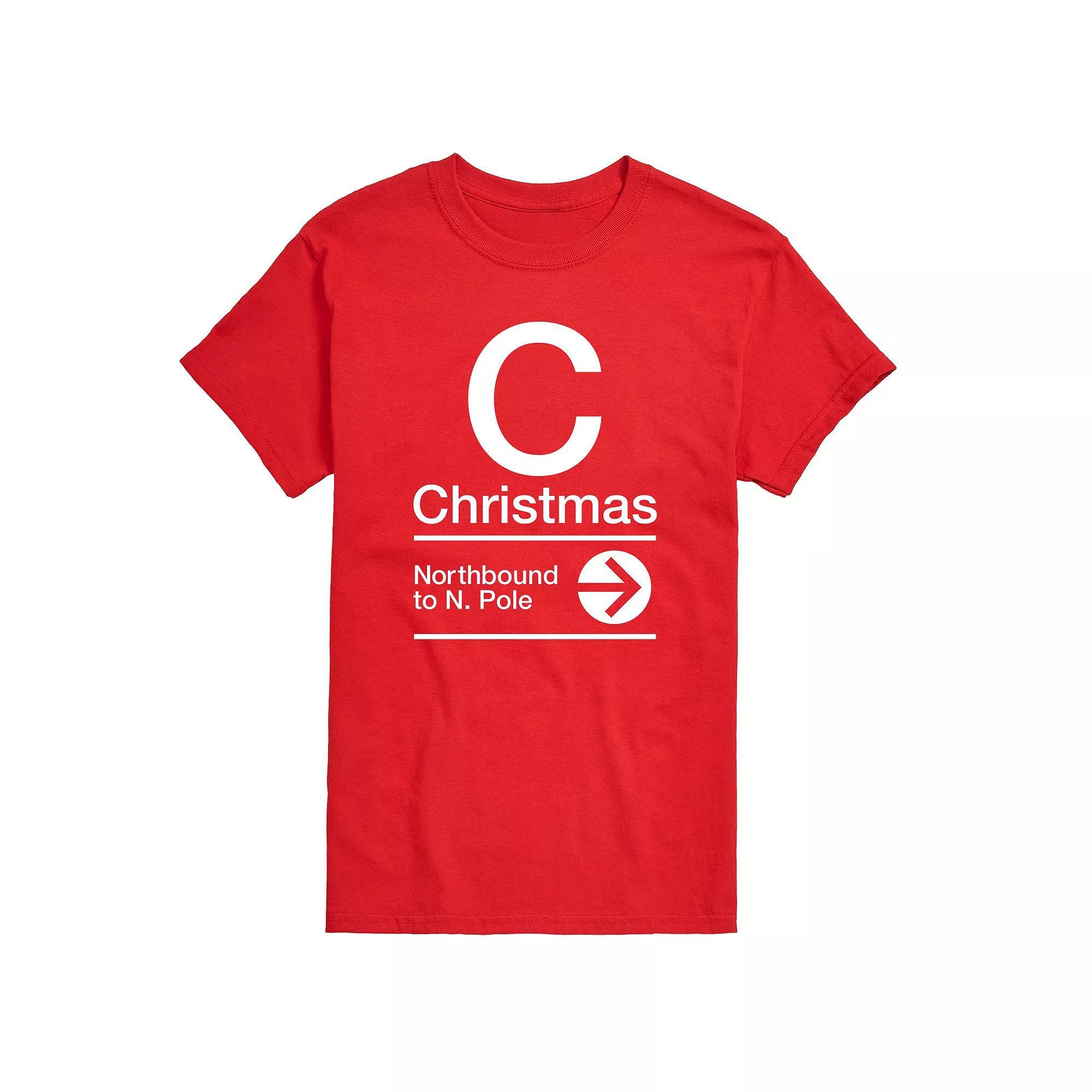 Big & Tall Christmas Northbound Sign Tee, Mens Product Image