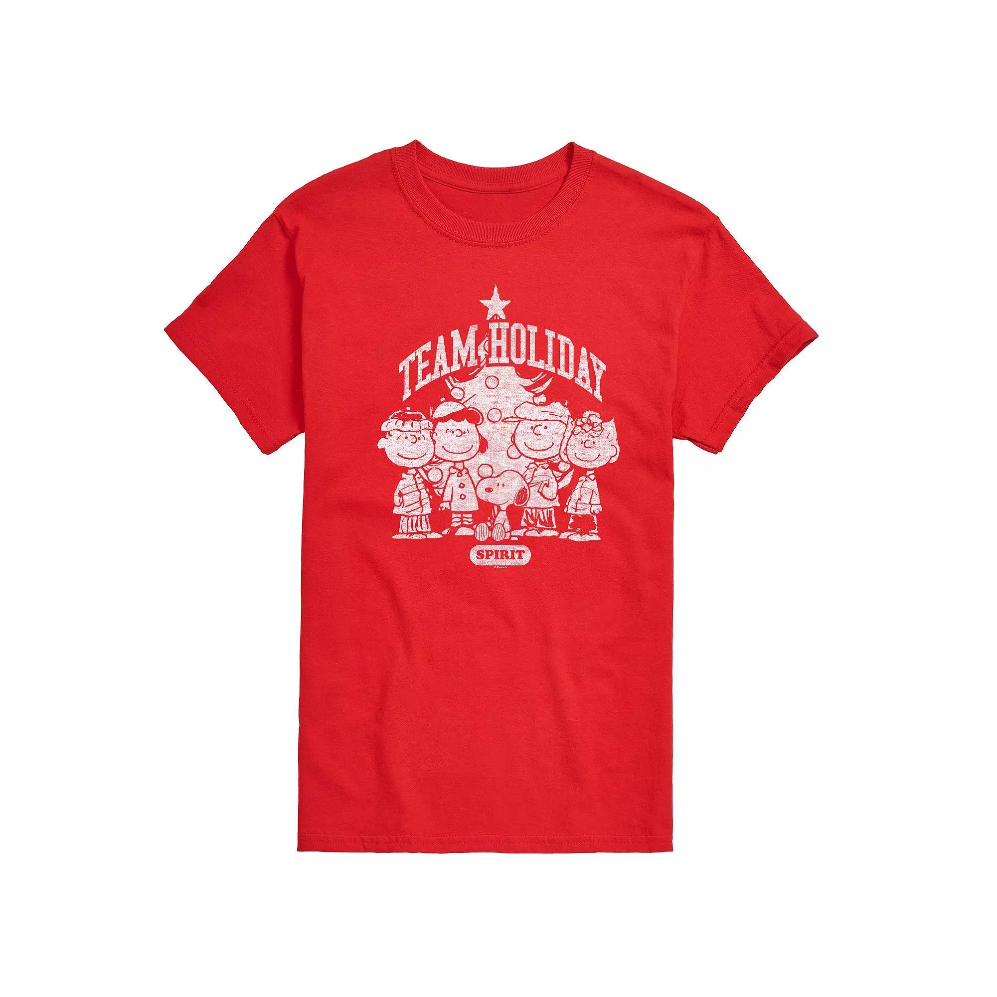 Men's Peanuts Team Holiday Spirit Graphic Tee, Size: Large, Red Product Image