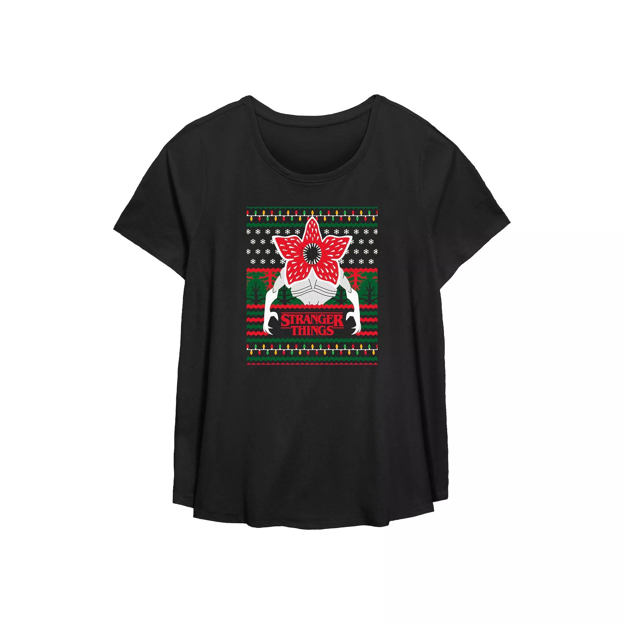 Plus Size Christmas Scene Ornament Flowy Graphic Tee, Womens Product Image