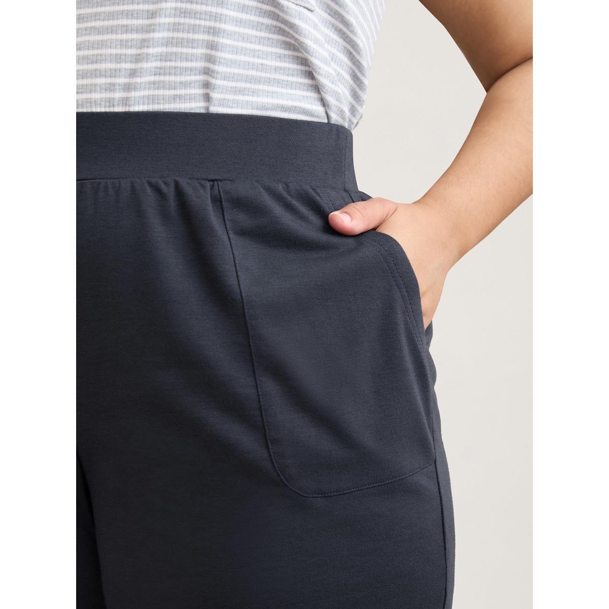 Plus Size Stretchy Waist Split Relaxed Shorts Women Midnight Casual Slit Loose Everyday Shorts BloomChic 22-24/3X Product Image