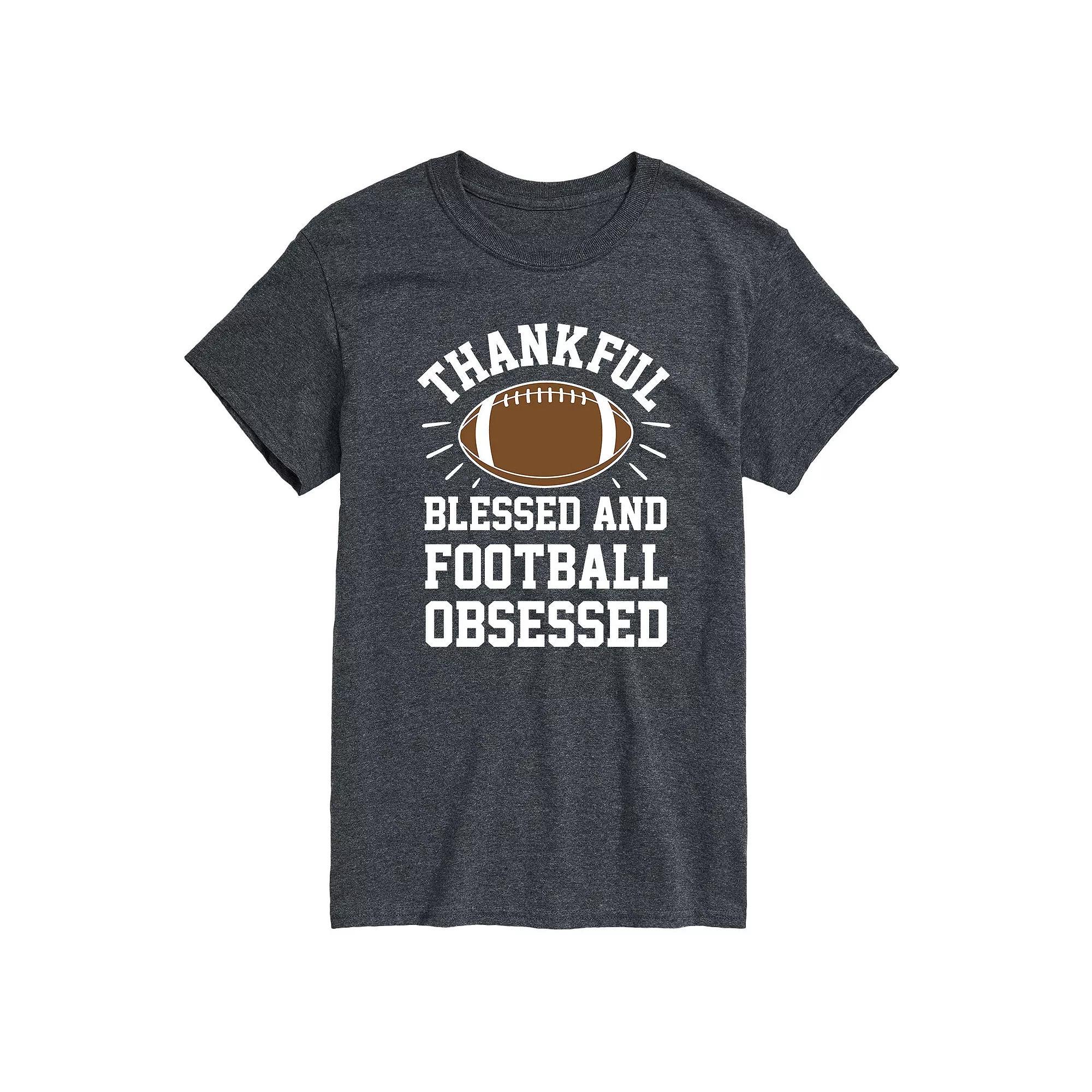 Big & Tall Thankful Blessed Football Tee, Mens Product Image